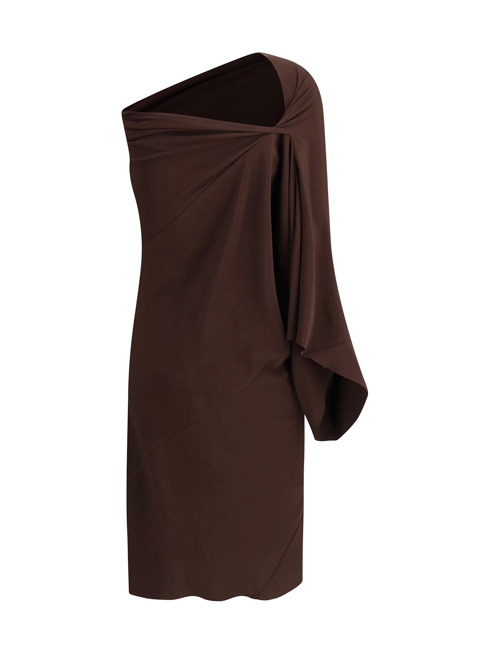 RICK OWENS One-shoulder Draped Dress In Brown Product Image