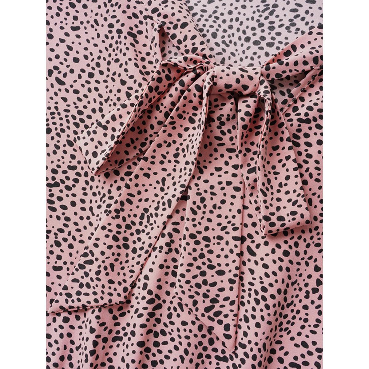 Plus Size Asymmetrical Polka Dot Tie Knot Midi Dress Beanpastepowder Women Elegant Tie knot Ribbon-tied collar Cap Sleeve Curvy BloomChic 30/6X Product Image