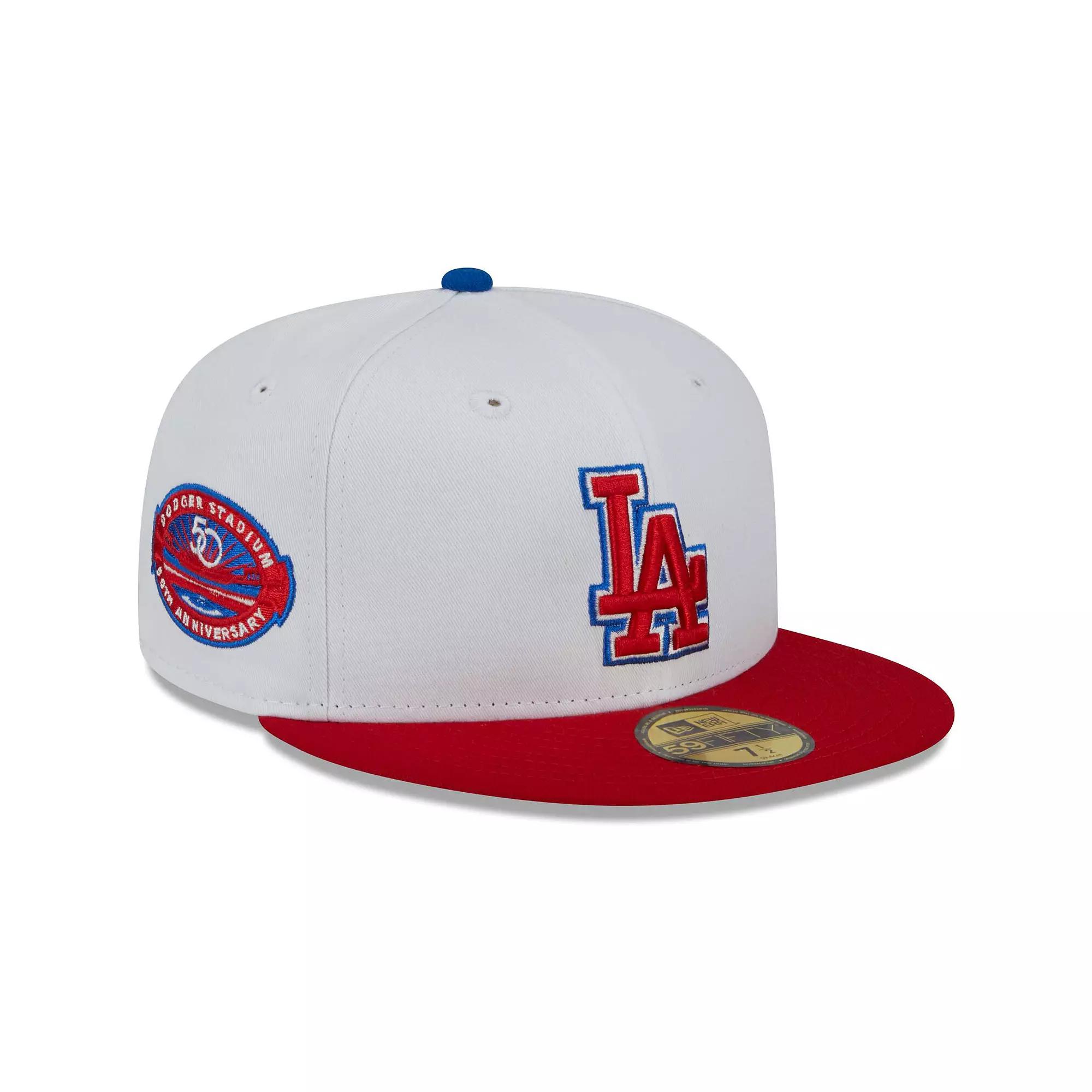Men's New Era White/Red Los Angeles Dodgers Undervisor 59FIFTY Fitted Hat,  Product Image