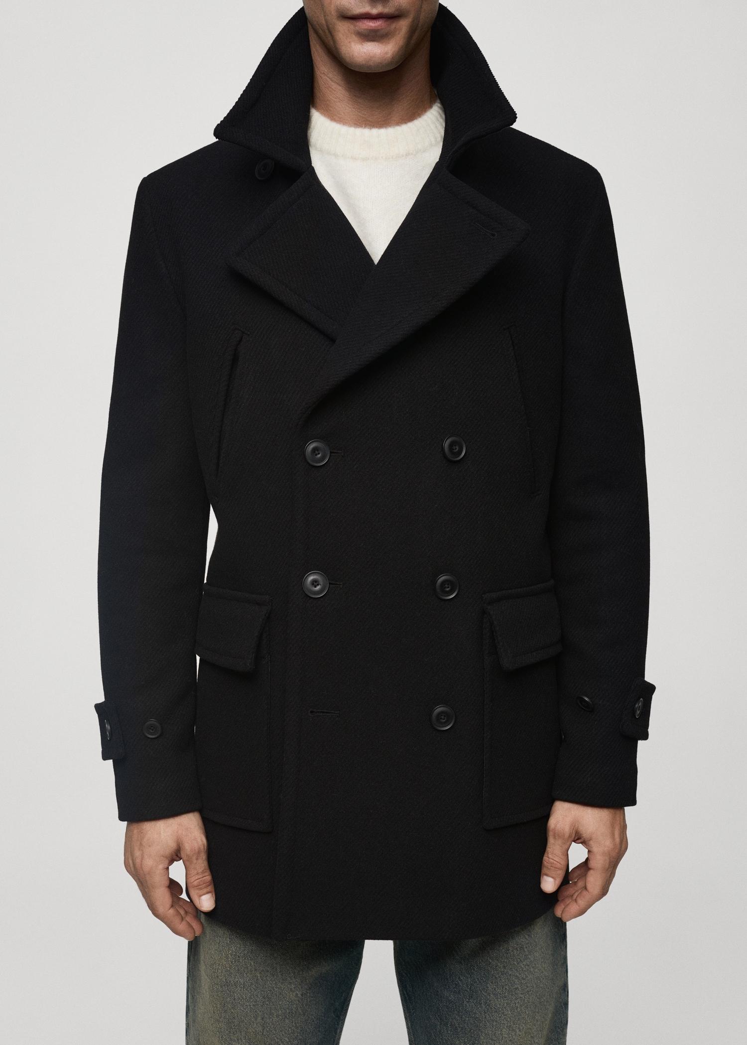 Recycled wool double-breasted coat - Men | MANGO USA Product Image