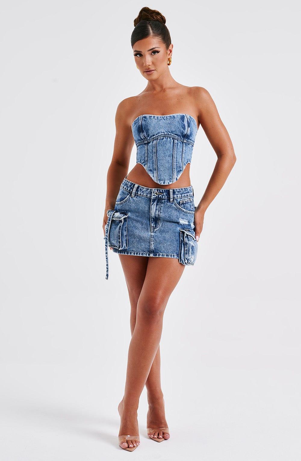 Billie Mini Skirt - Dark Wash Product Image
