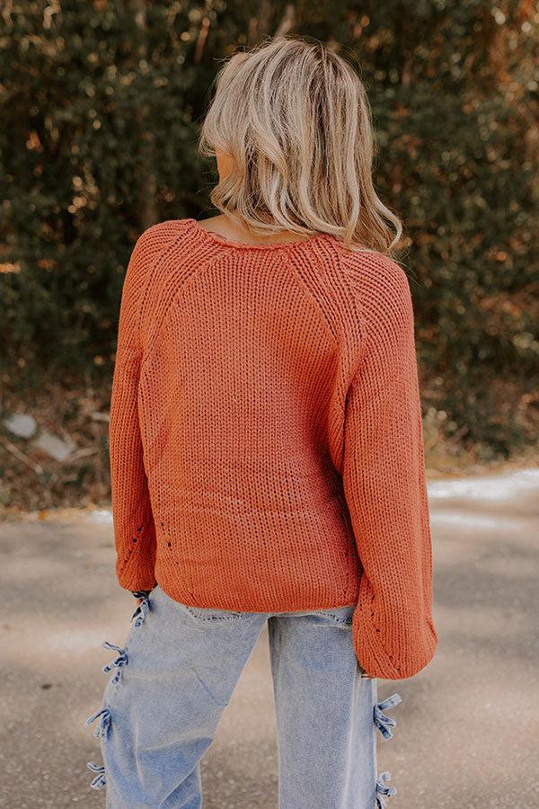 Cozy A La Mode Knit Sweater in Rust Product Image
