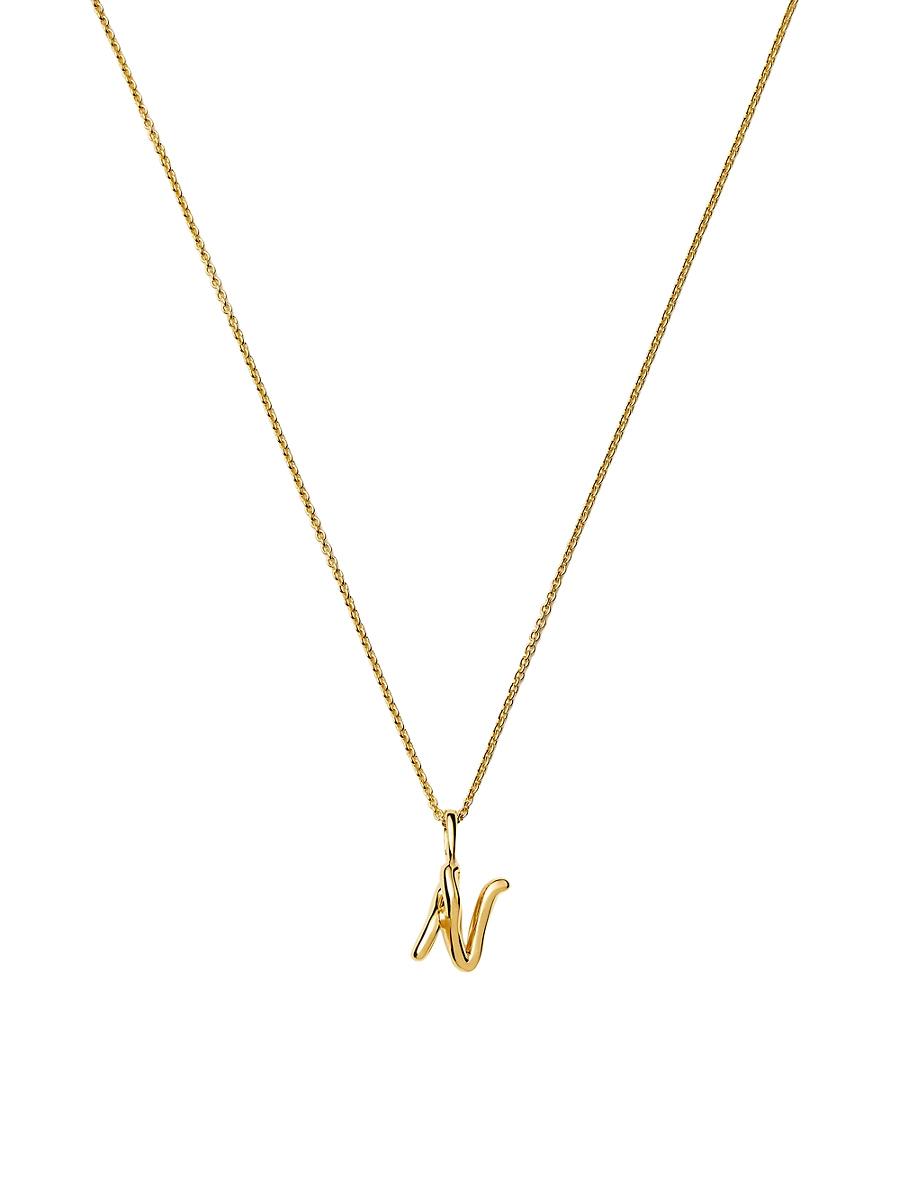 Womens 18K-Yellow-Gold Vermeil Curly Molten Mini Initial Pendant Necklace Product Image