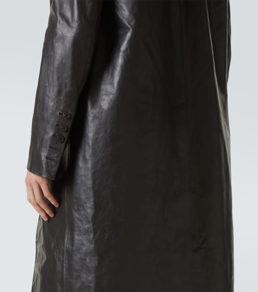RICK OWENS Black Hollywood Lido Leather Coat In 09 Black Product Image