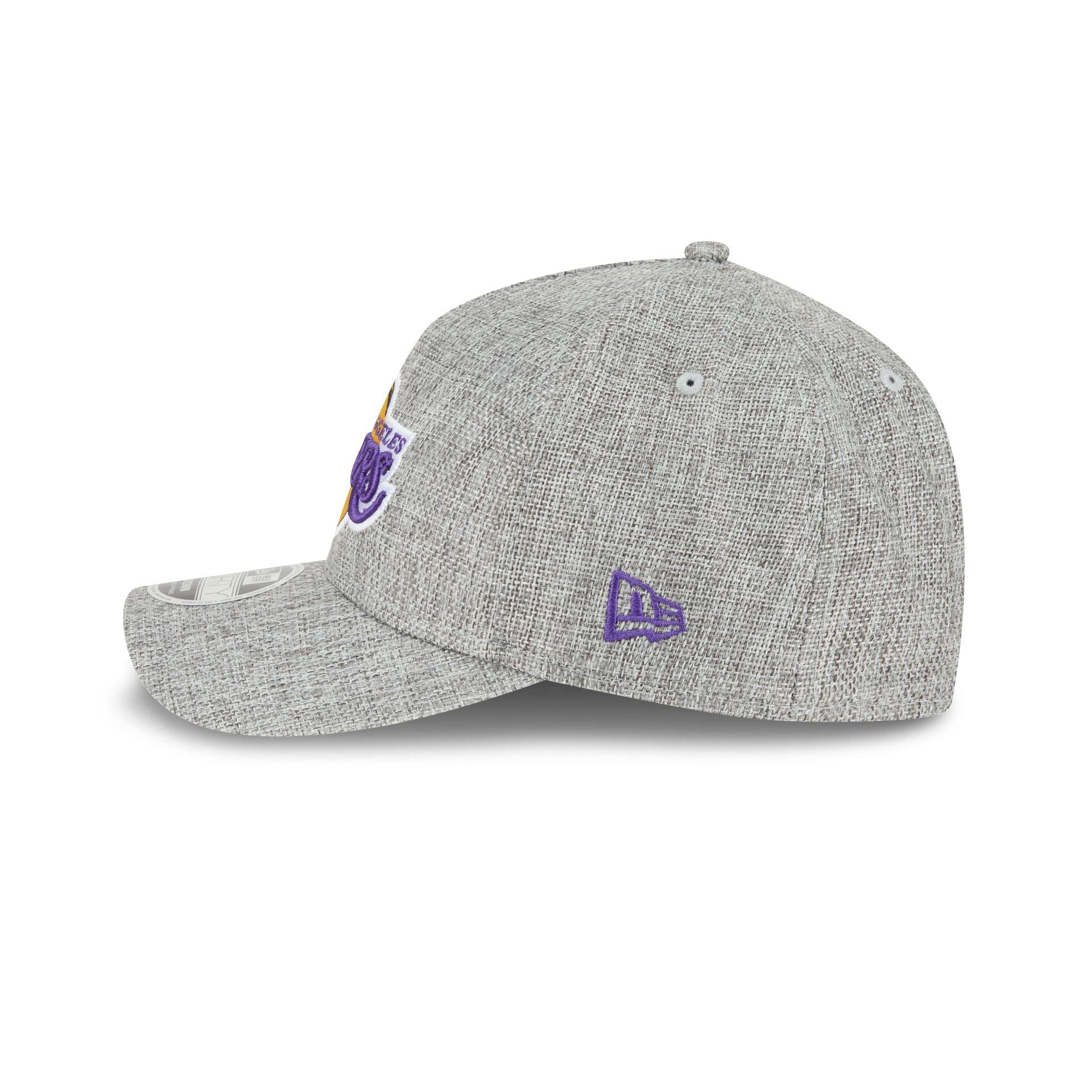 Los Angeles Lakers Cotton Weave Gray 9FORTY M-Crown A-Frame Snapback Hat Male Product Image