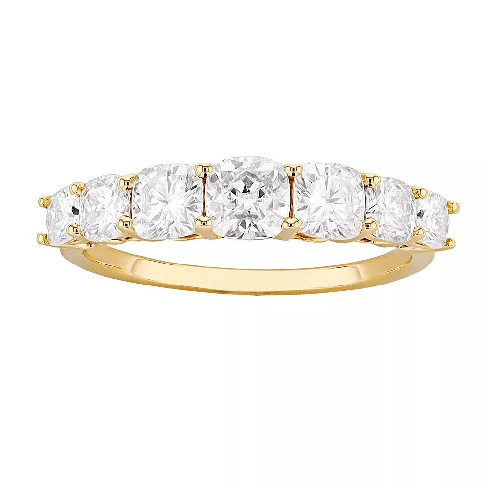 Radiant Fire 14k Gold Lab-Created Moissanite 7-Stone Wedding Band, Women's Product Image