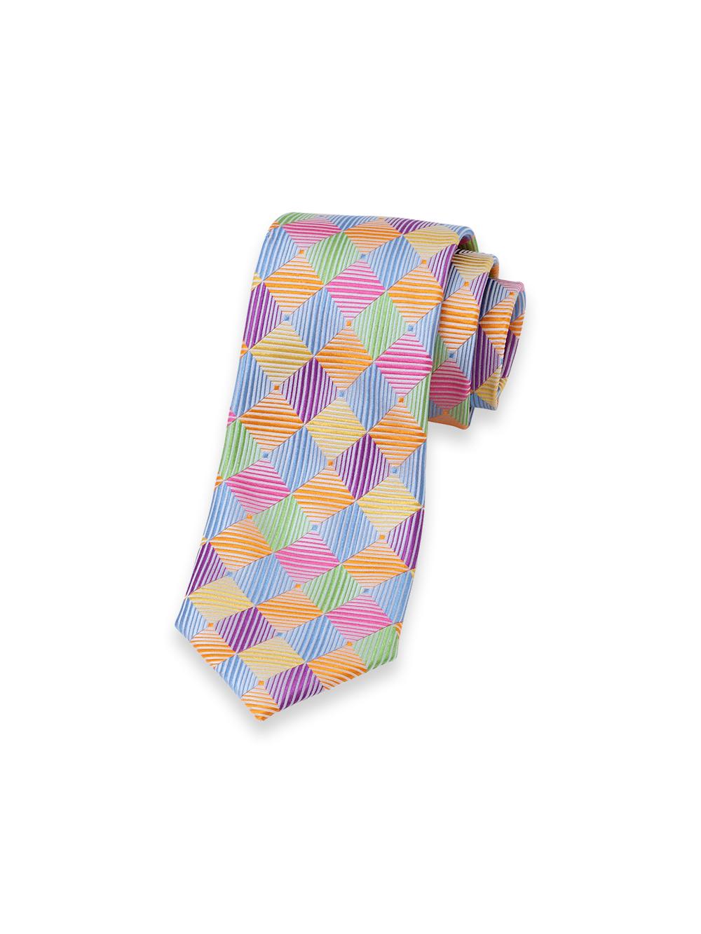 Geometric Woven Silk Tie - Multi Product Image