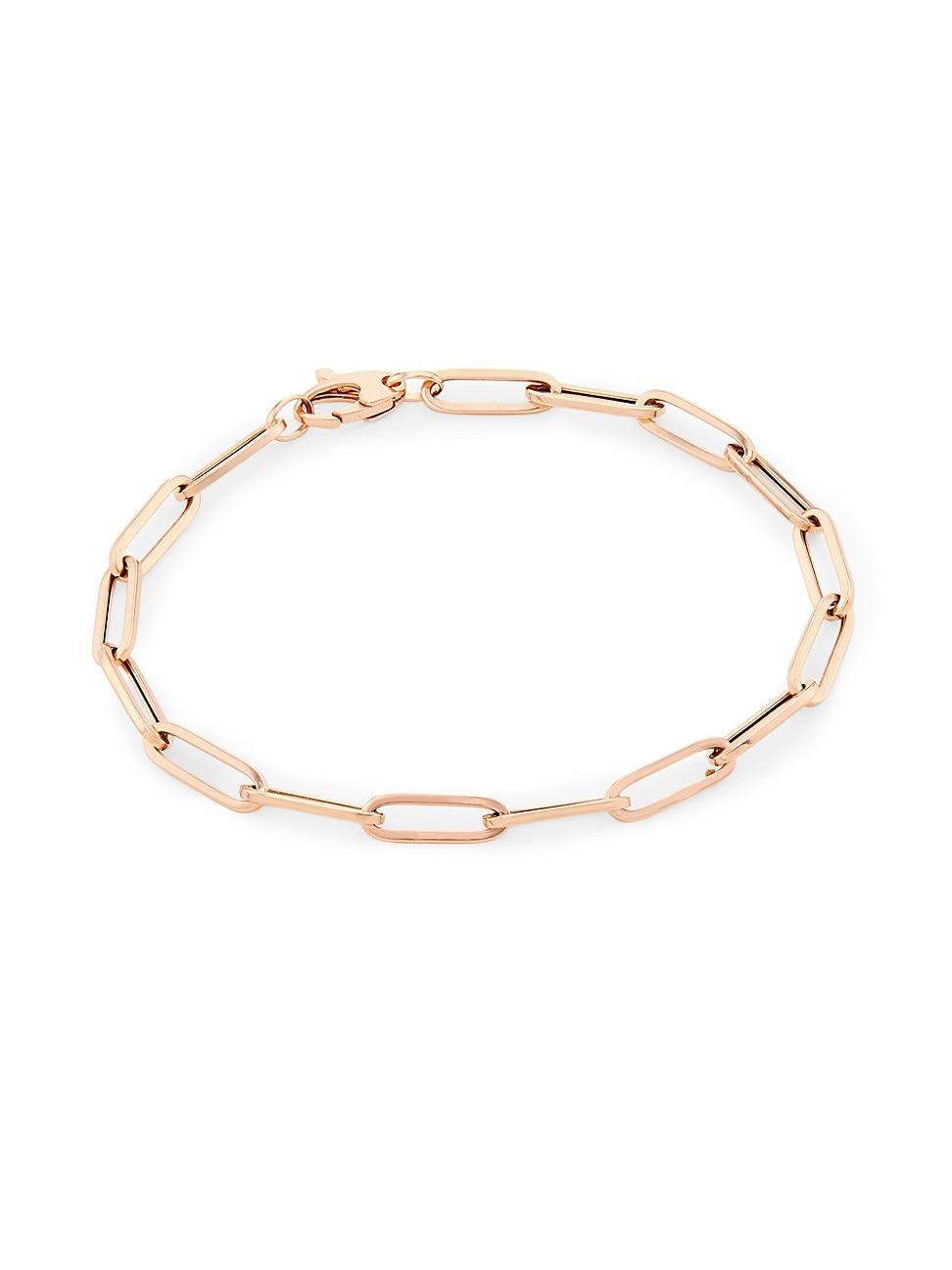 Womens 14K Pink Gold Paper Clip Chain Bracelet Product Image
