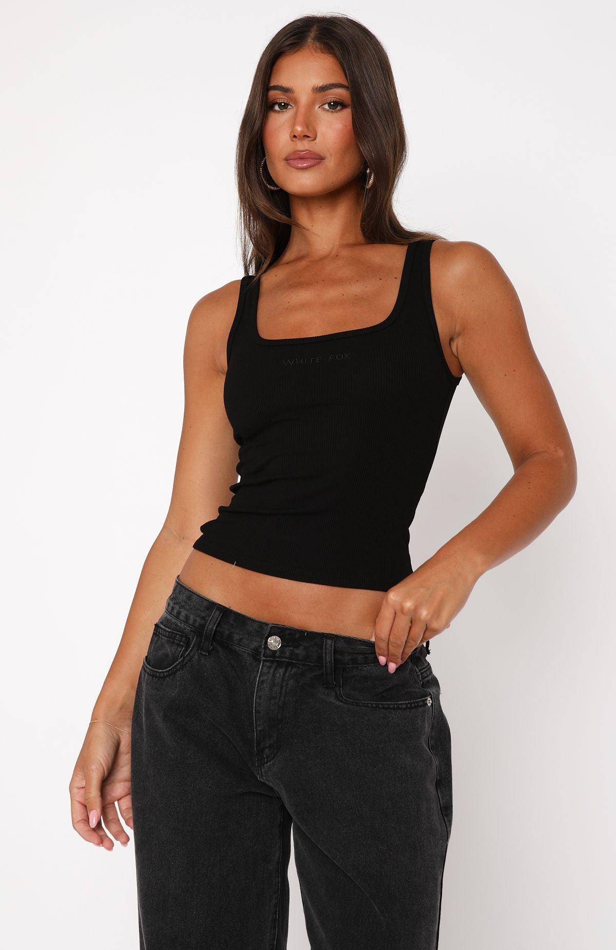 What An Experience Ribbed Tank Top Black Product Image
