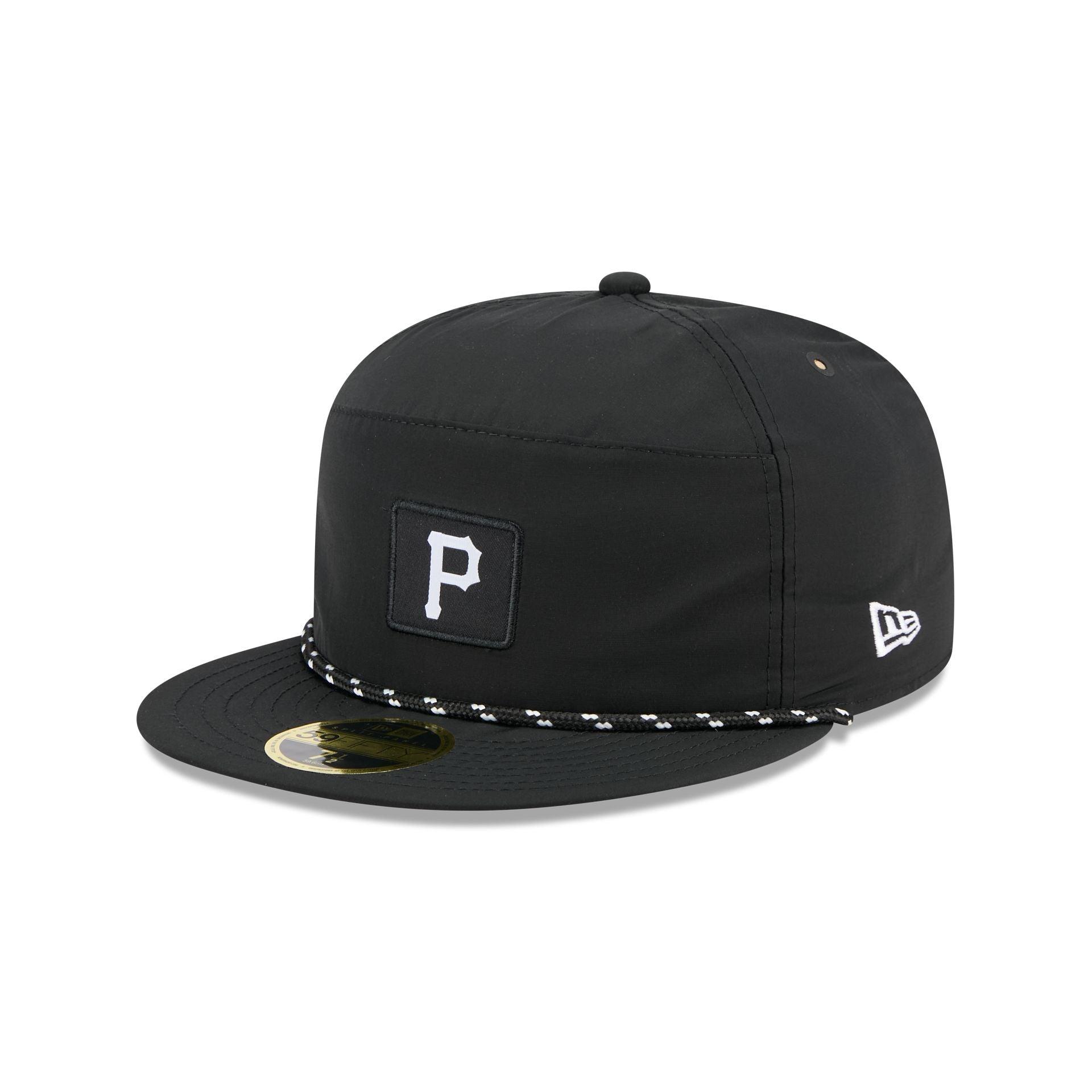Pittsburgh Pirates Black Poly Rope Split Panel 59FIFTY Fitted Hat Male Product Image