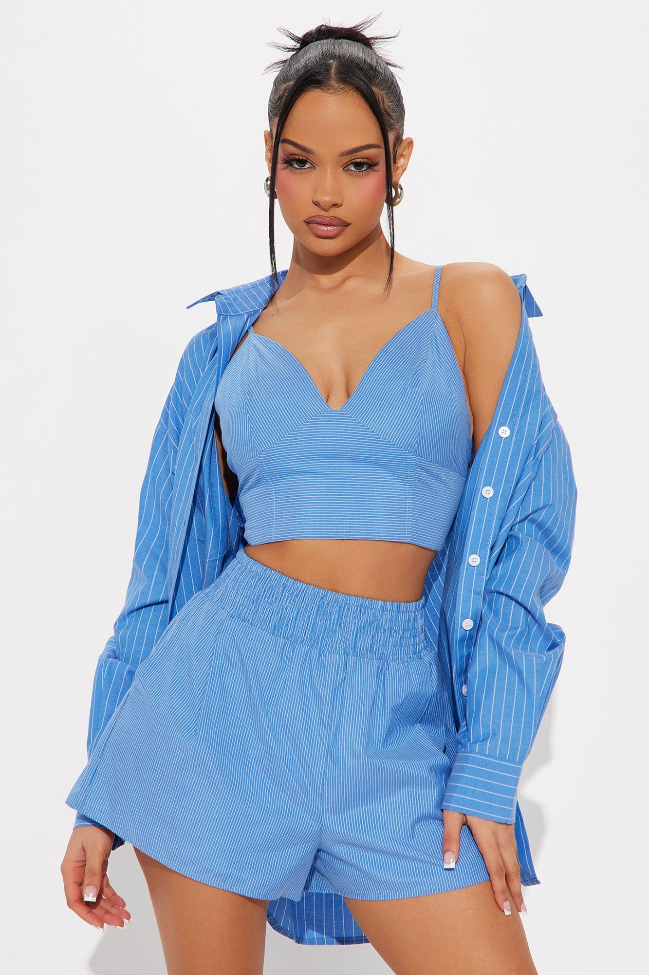 Polly 3 Piece Short Set - Blue/combo Product Image