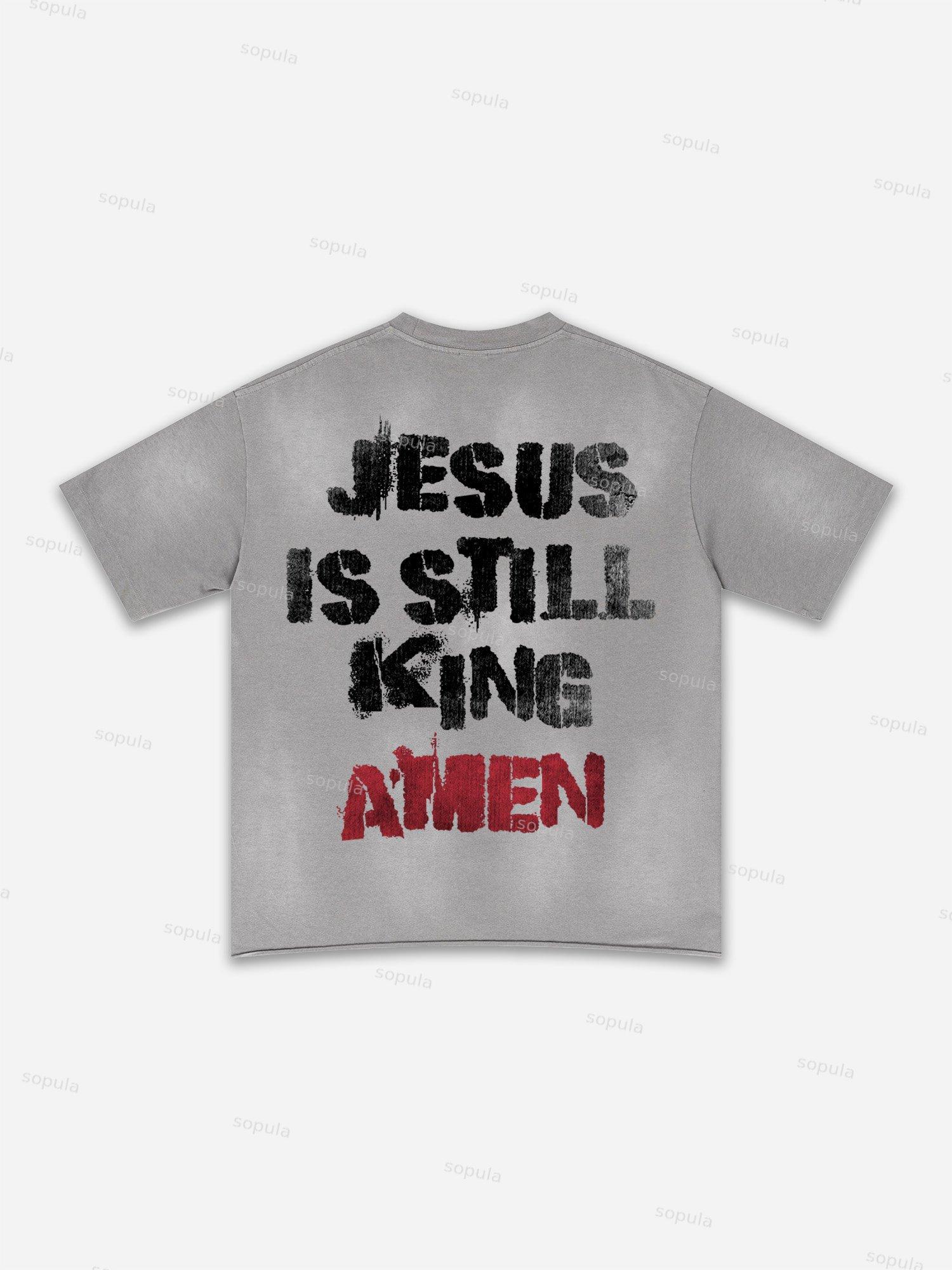 Authentic Abstract Portrait Print Washed T-shirt Product Image