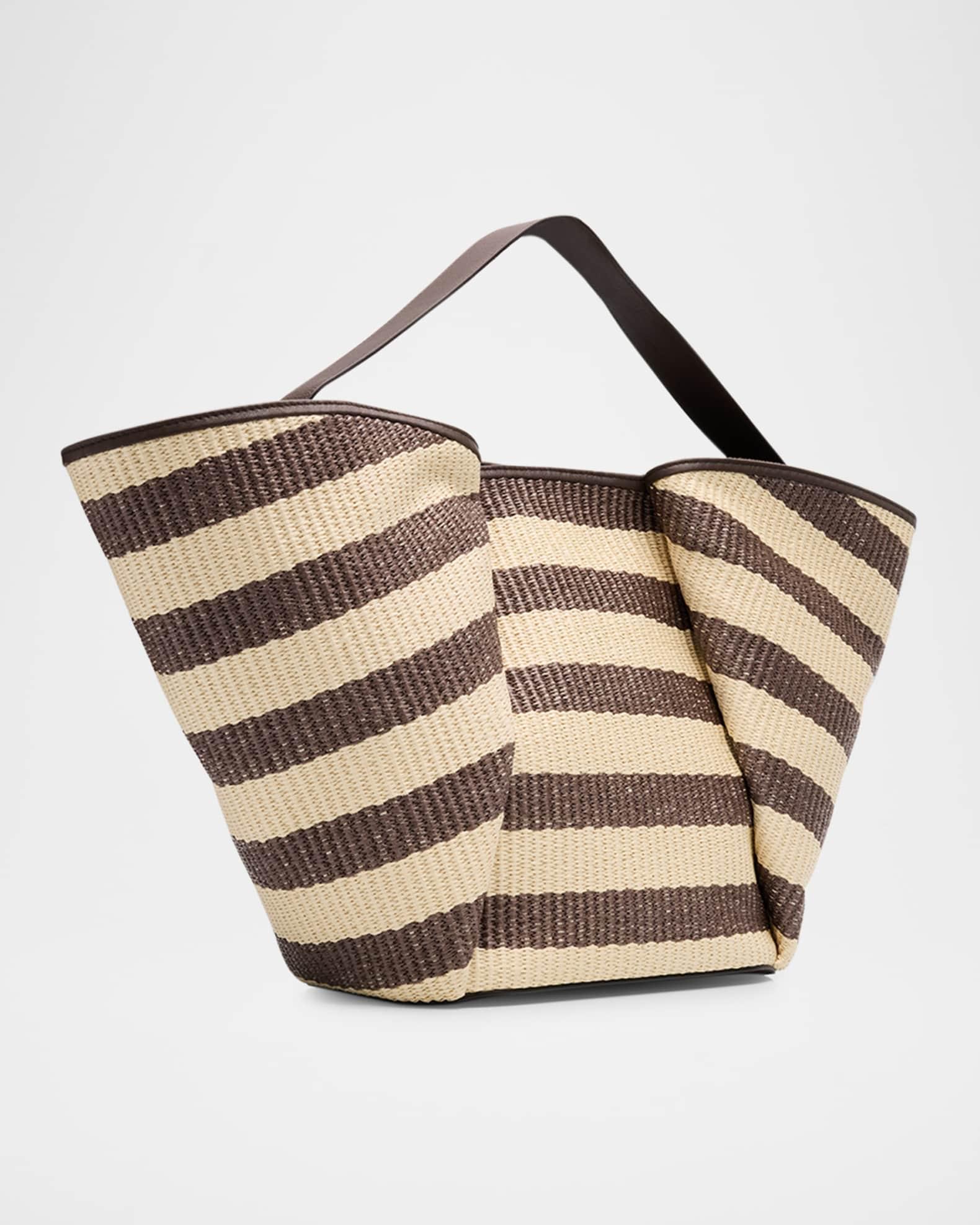 Marine Striped Raffia Tote Bag Product Image