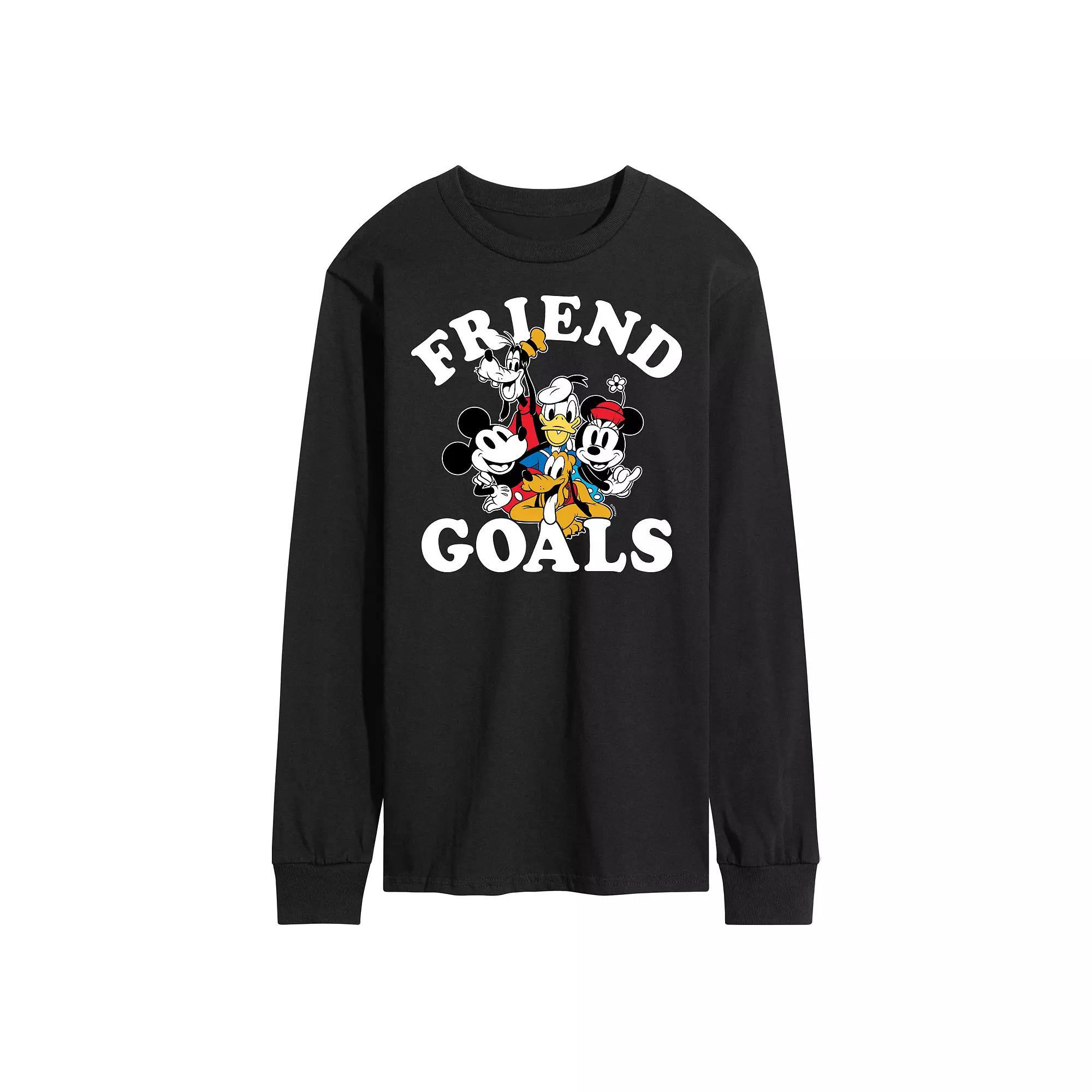Disney's Mickey Mouse & Friends Men's Friend Goals Long Sleeve Graphic Tee,  Product Image