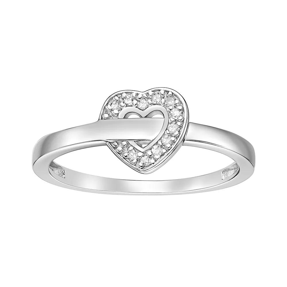 Gemminded Sterling Silver Diamond Accent Heart Promise Ring, Women's, Size: 9 Product Image