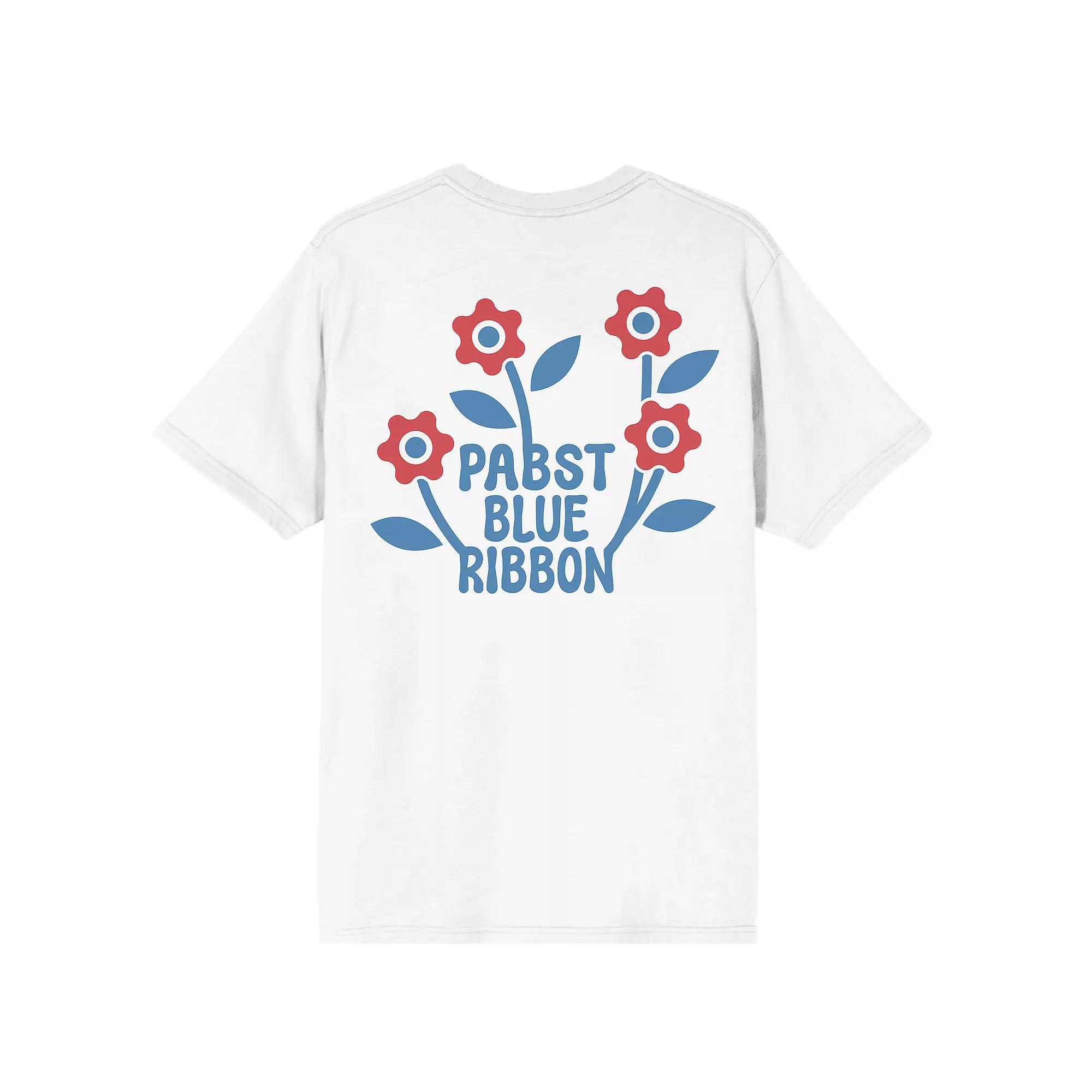 Women's Pabst Blue Ribbon Flower Back Crewneck Graphic Tee, Girl's,  Product Image