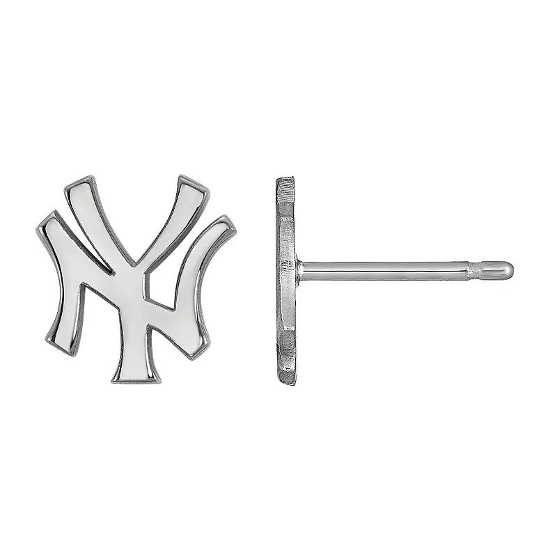 LogoArt Sterling Silver New York Yankees Stud Earrings, Women's, Size: 9MM Product Image