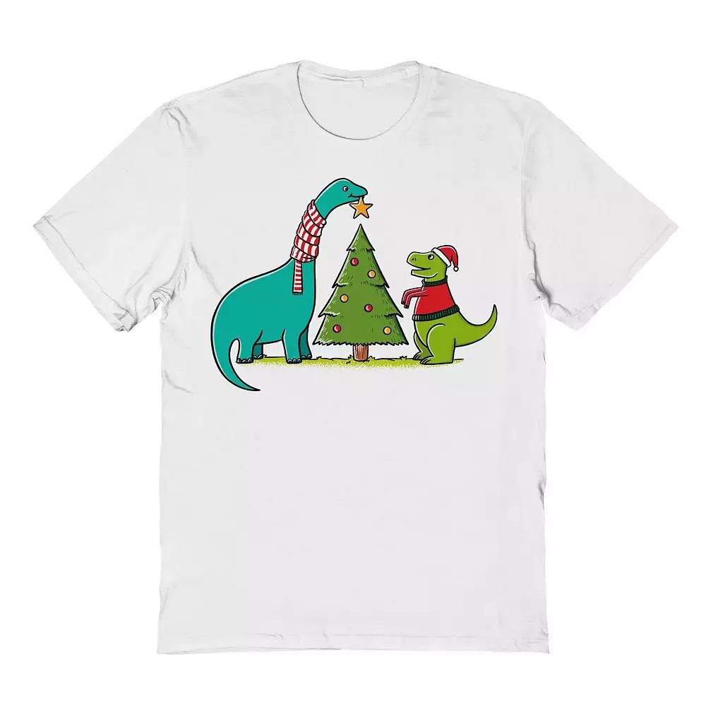 Men's Dinosaurs Christmas Graphic Tee, Size: Medium, White Product Image