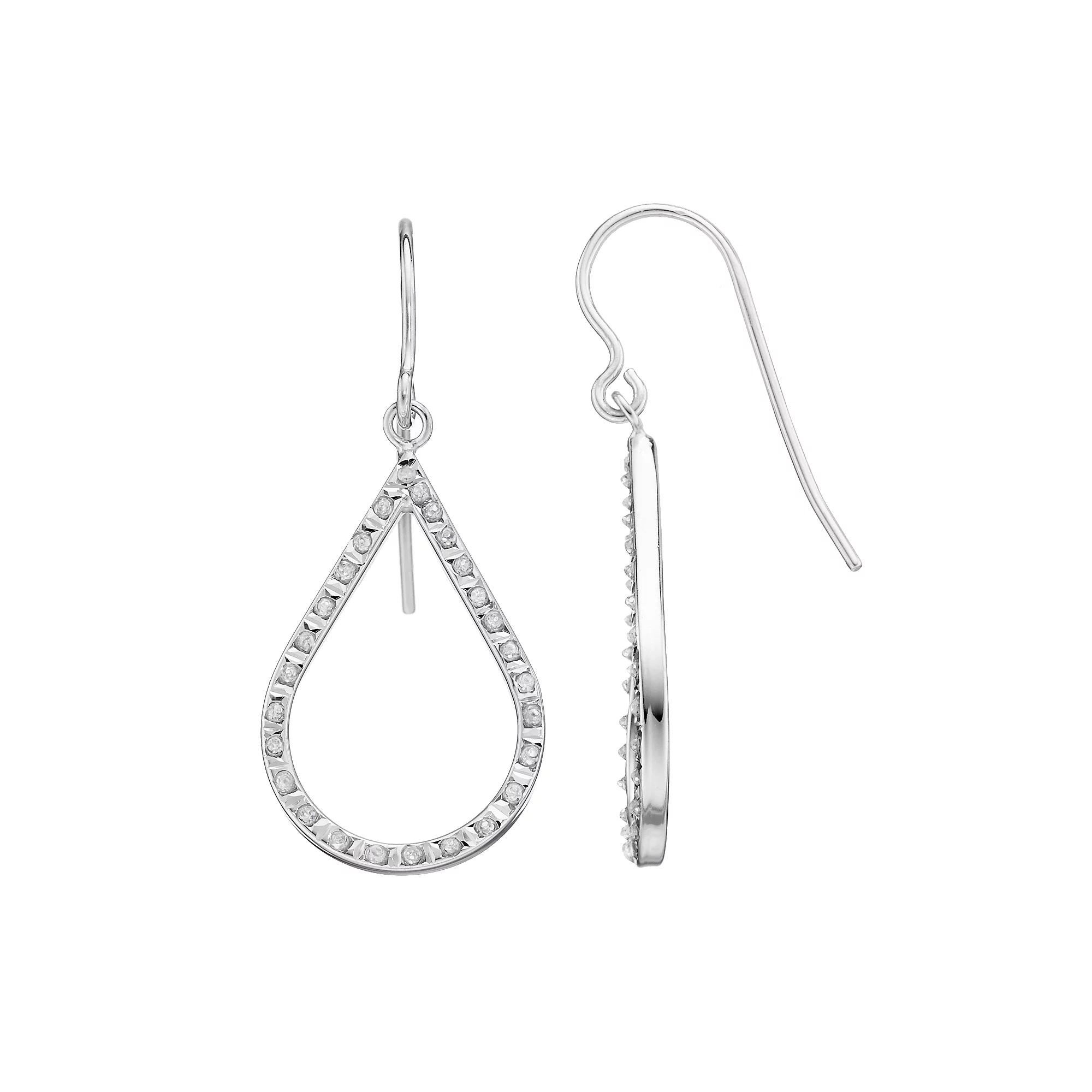 Diamond Mystique Platinum Over Silver Teardrop Earrings, Women's, Silvertone Product Image