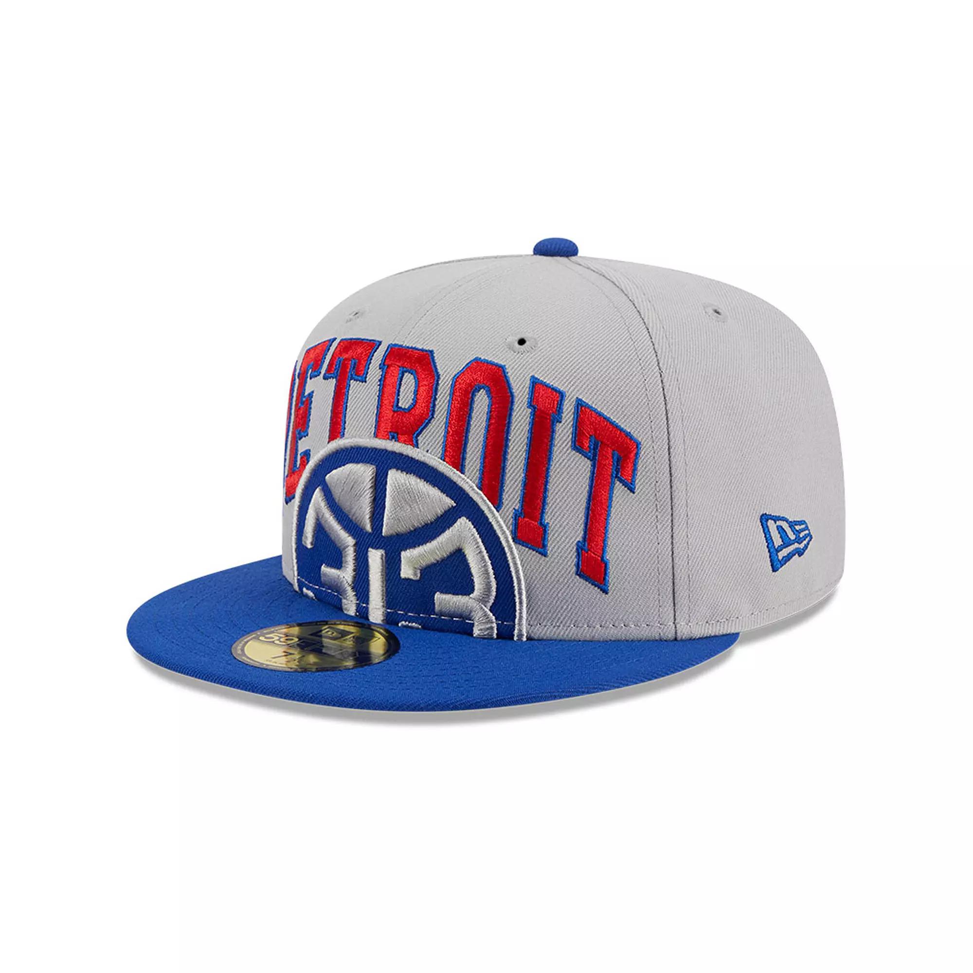 Men's New Era Gray/Blue Detroit Pistons Tip-Off Two-Tone 59FIFTY Fitted Hat,  Product Image