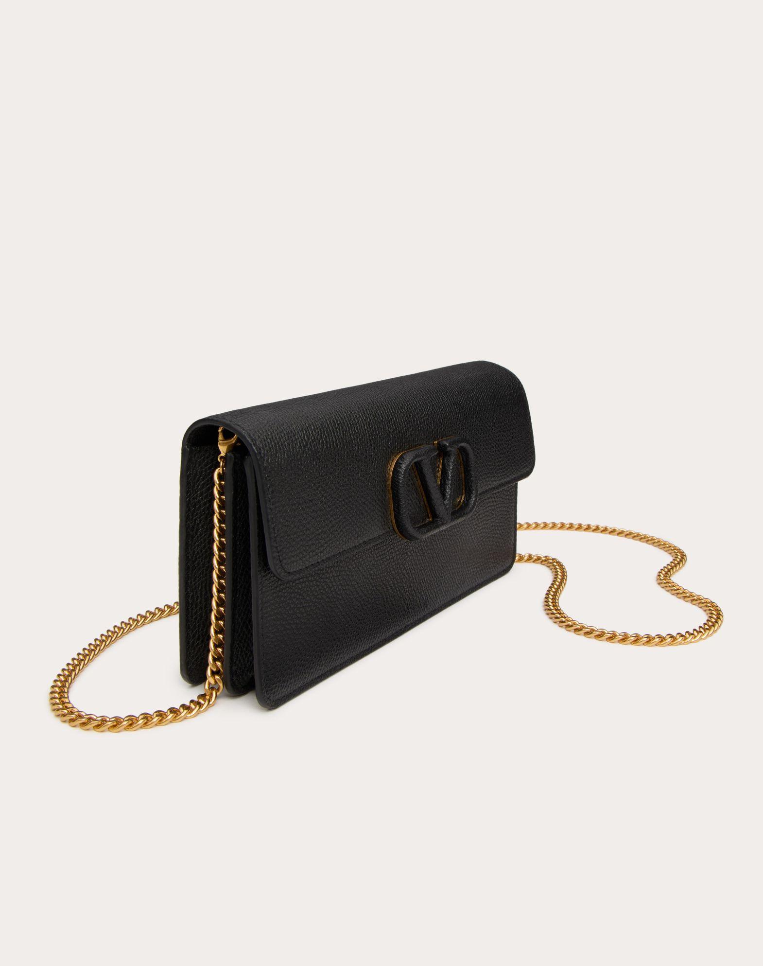 UPTOWN CHAIN WALLET IN GRAIN DE POUDRE EMBOSSED LEATHER Product Image