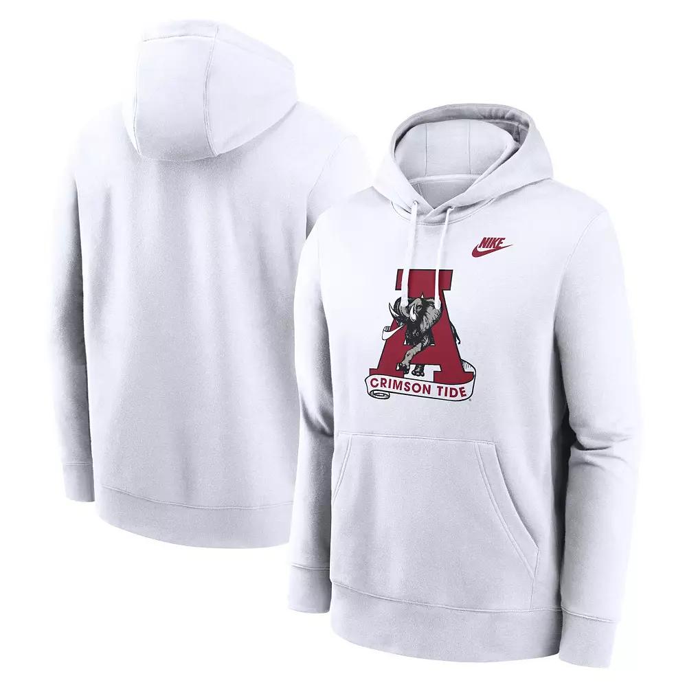 Men's Nike White Alabama Crimson Tide Legacy Logo Club Fleece Pullover Hoodie,  Product Image