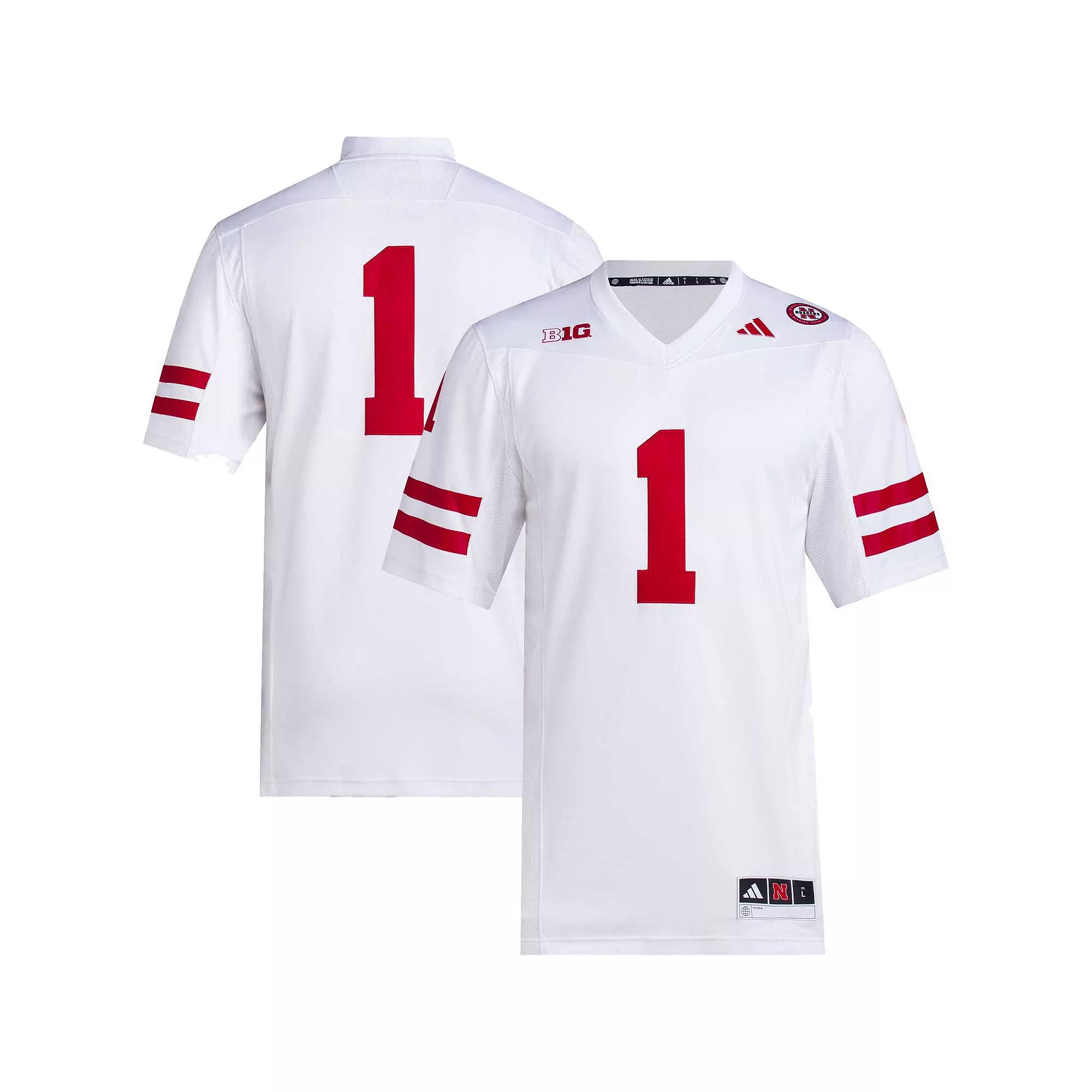 Men's adidas #1 White Nebraska Huskers Premier Football Jersey,  Product Image