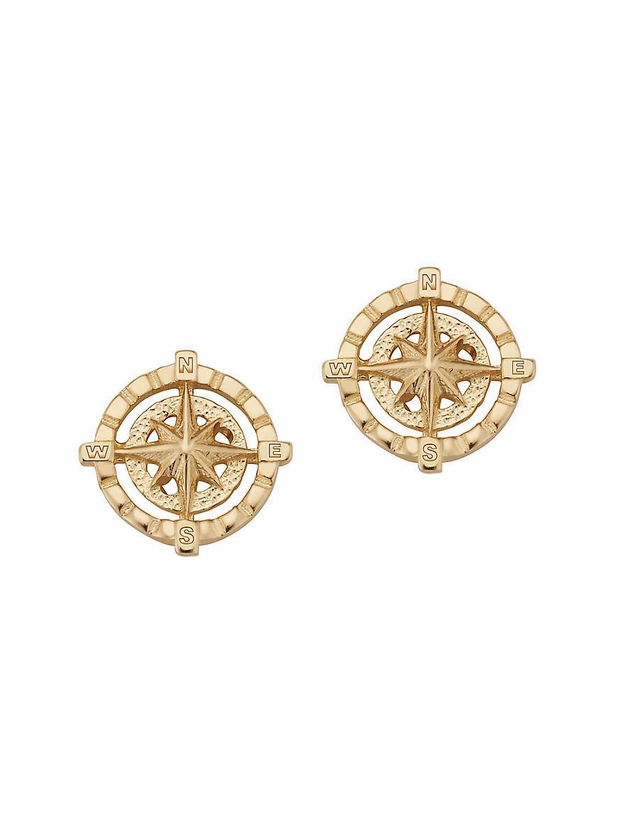 Womens 14K Yellow Gold Compass Rose Studs Product Image