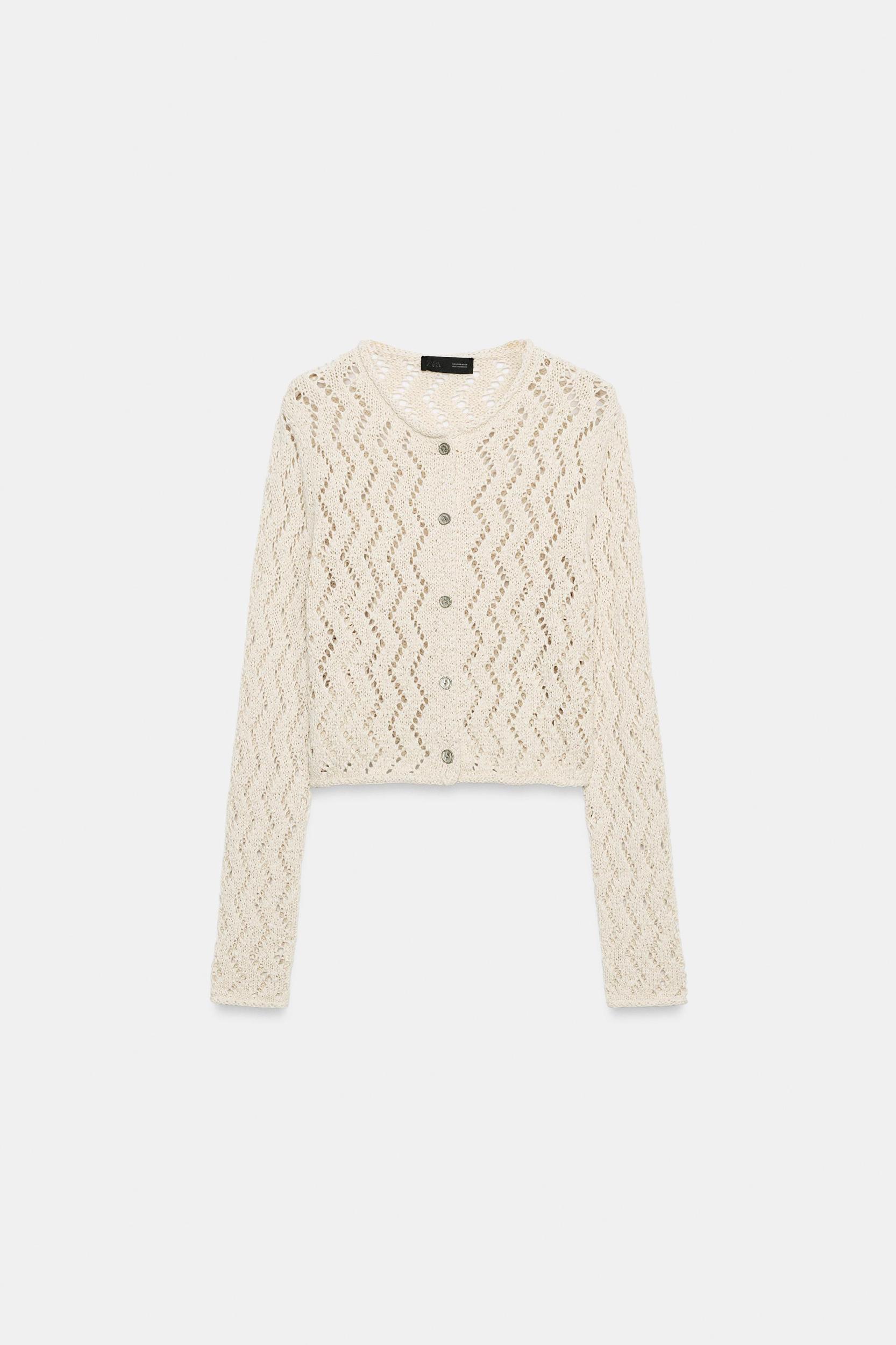 ZIGZAG OPEN-KNIT CARDIGAN Product Image