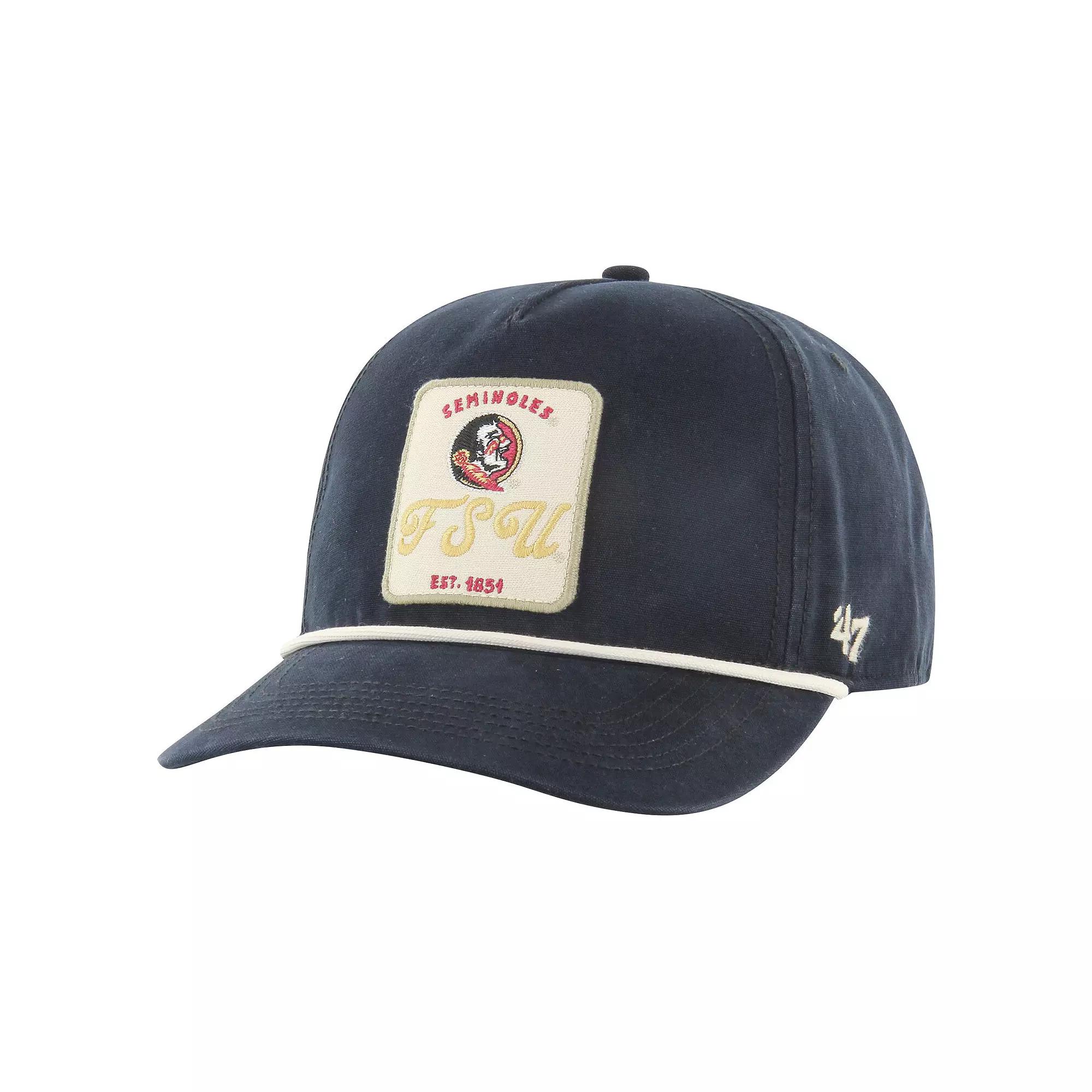 Men's '47 Black Florida State Seminoles Pitstop Hitch Rope Adjustable Hat Product Image