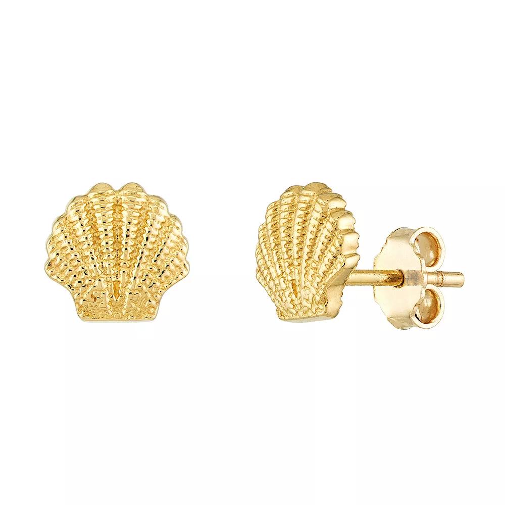 14k Gold Seashell Stud Earrings, Women's Product Image