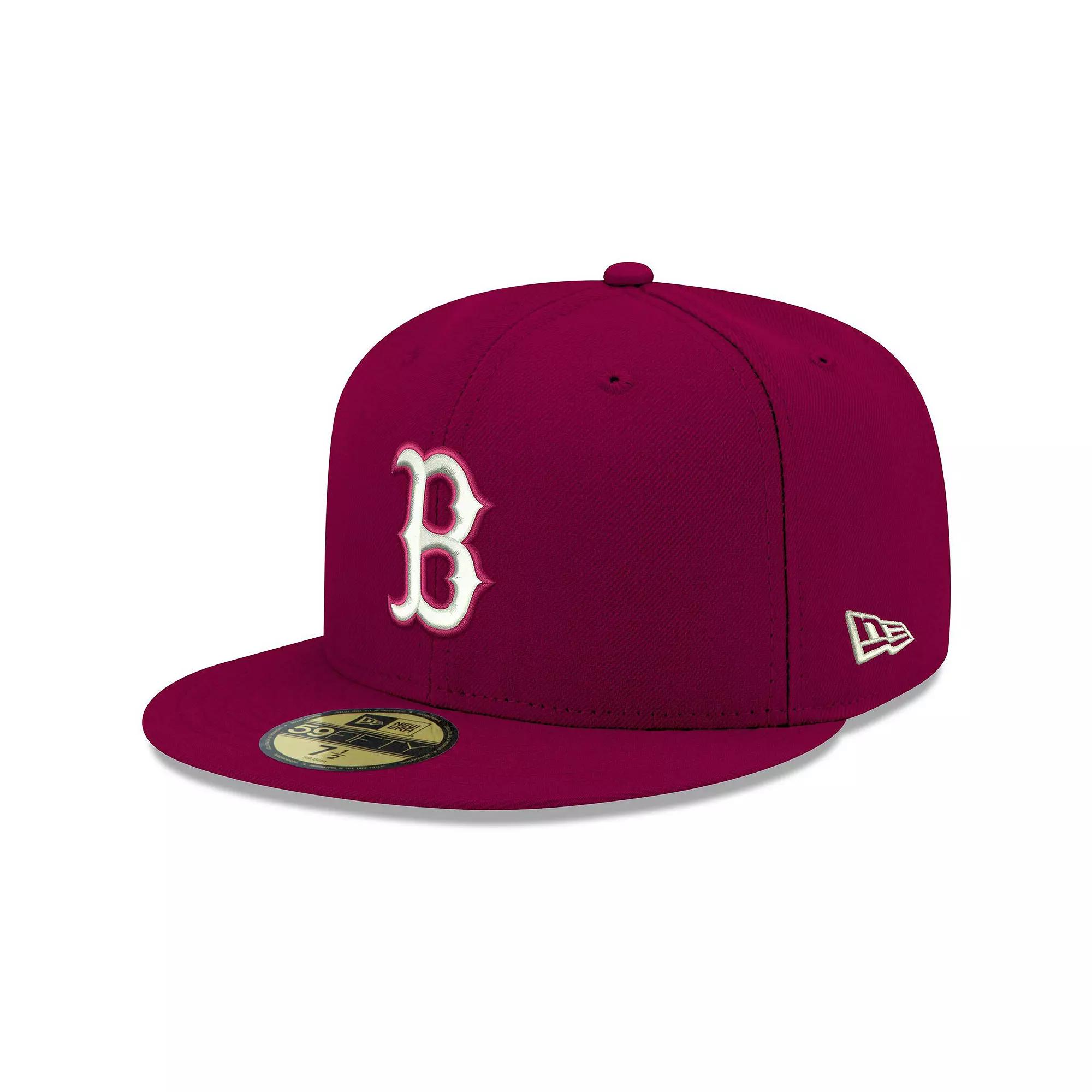 Men's New Era Cardinal Boston Red Sox White Logo 59FIFTY Fitted Hat,  Product Image