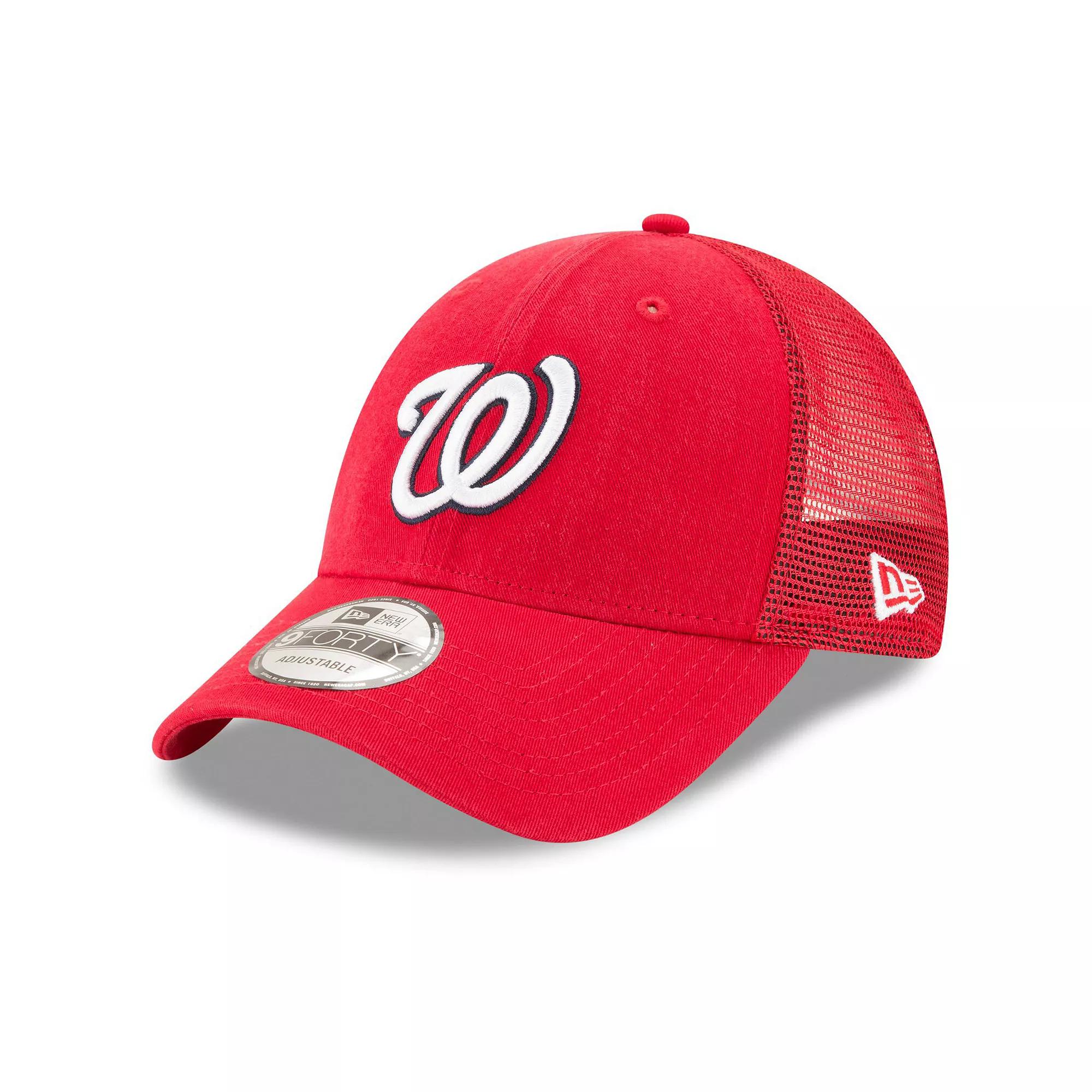 Men's New Era Red Washington Nationals Trucker 9FORTY Adjustable Snapback Hat Product Image