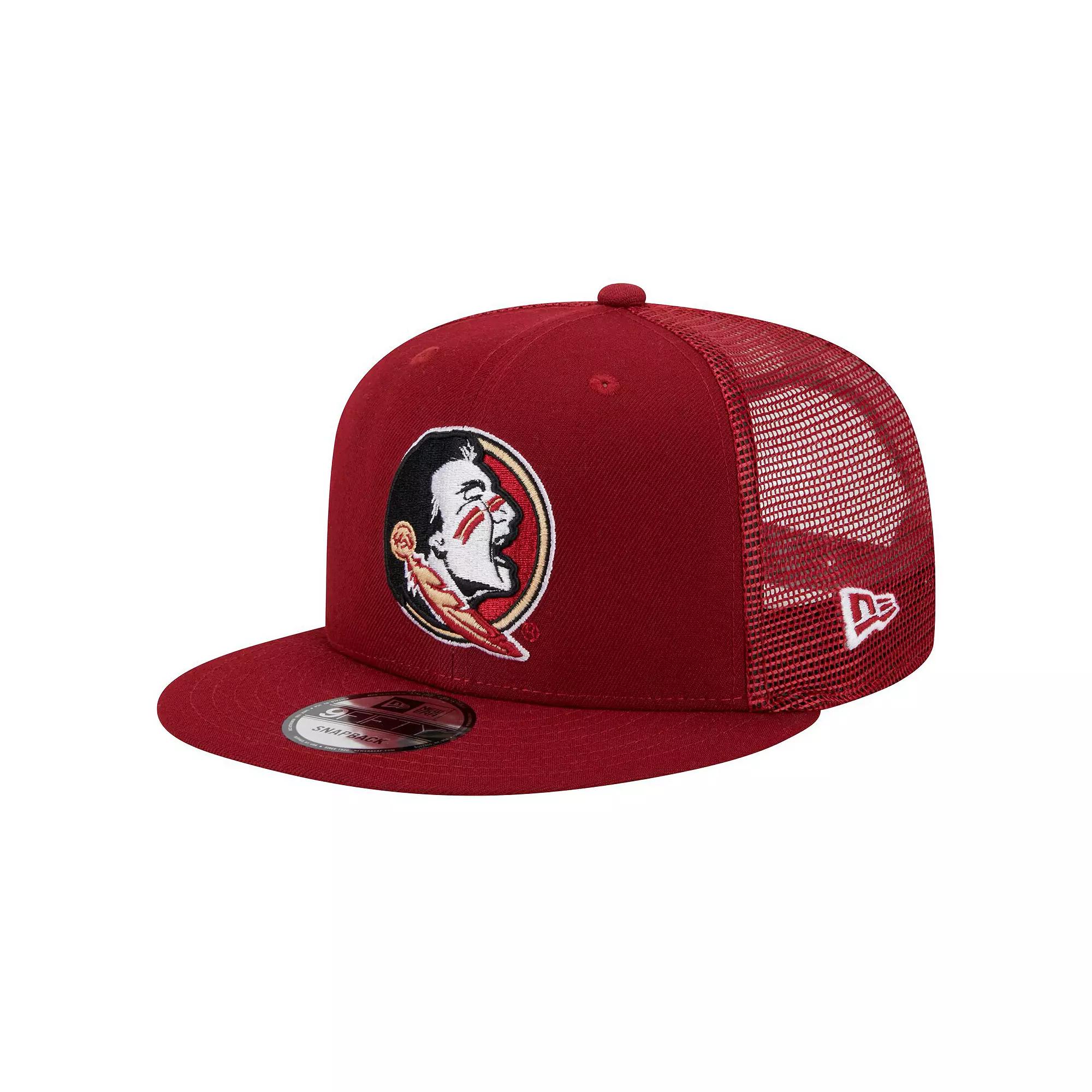 Men's New Era Garnet Florida State Seminoles 9FIFTY Trucker Snapback Hat, Red Product Image