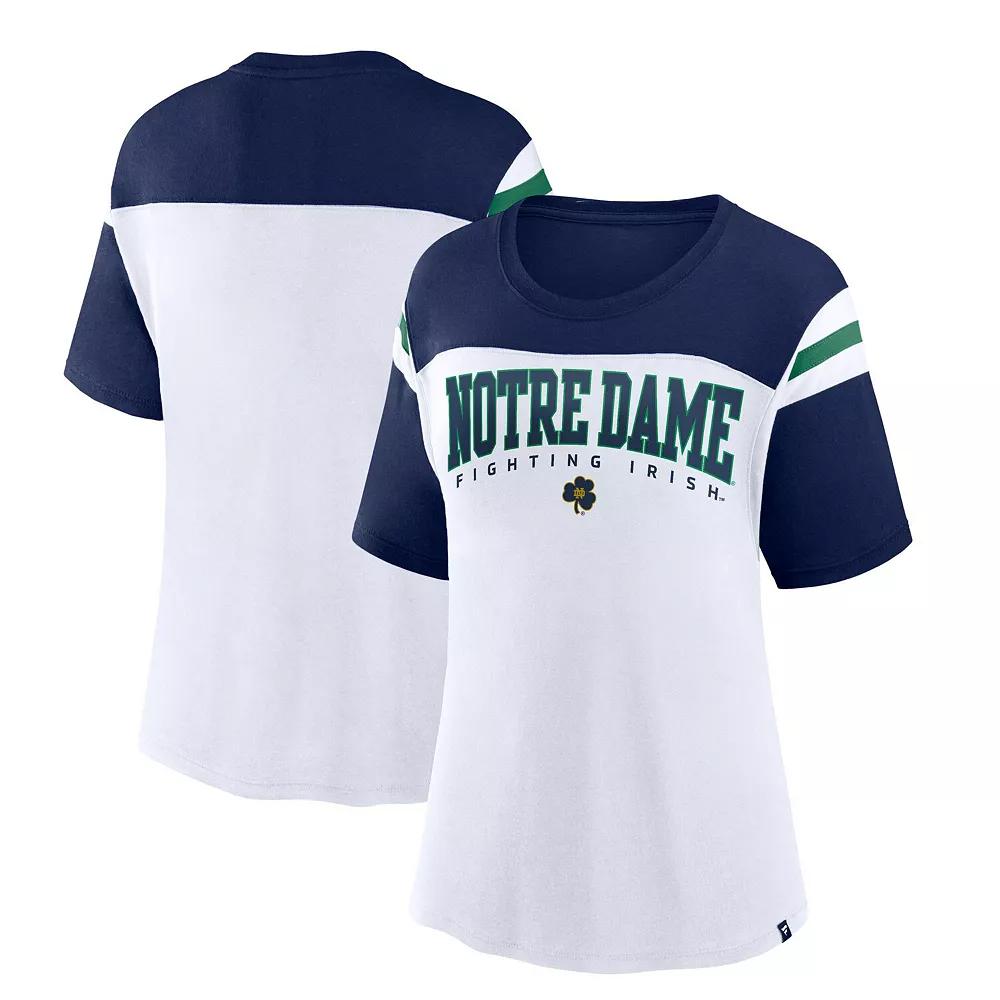 Women's Fanatics White Notre Dame Fighting Irish Color-Block Fundamental Winning T-Shirt, Size: Large Product Image