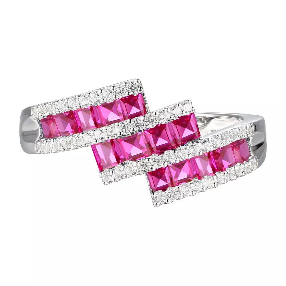 MASTERPIECE Sterling Silver Lab-Created Ruby & Lab-Created White Sapphire Ring, Women's,  Product Image