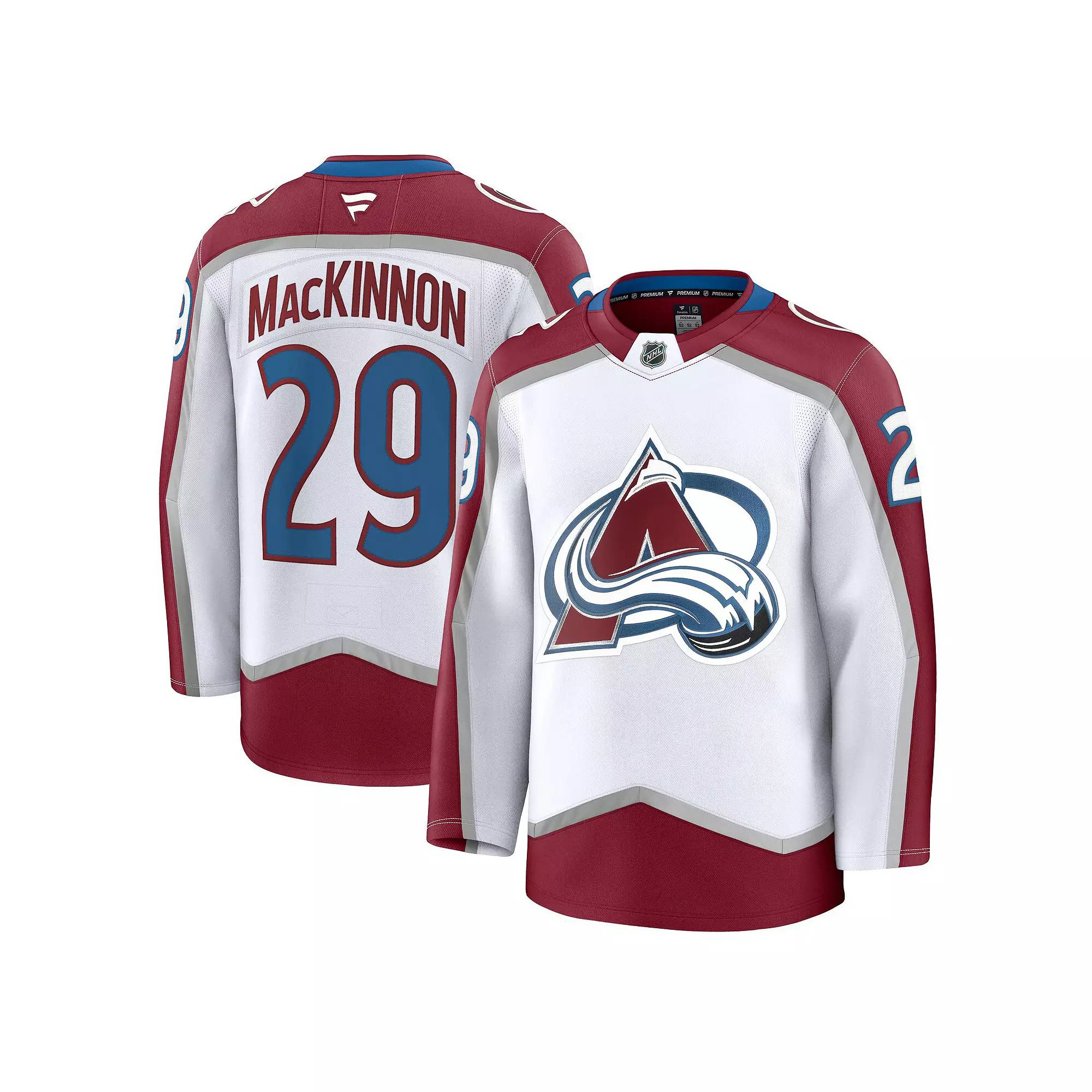 Men's Fanatics Nathan MacKinnon White Colorado Avalanche Away Premium Jersey, Size: 42 Product Image
