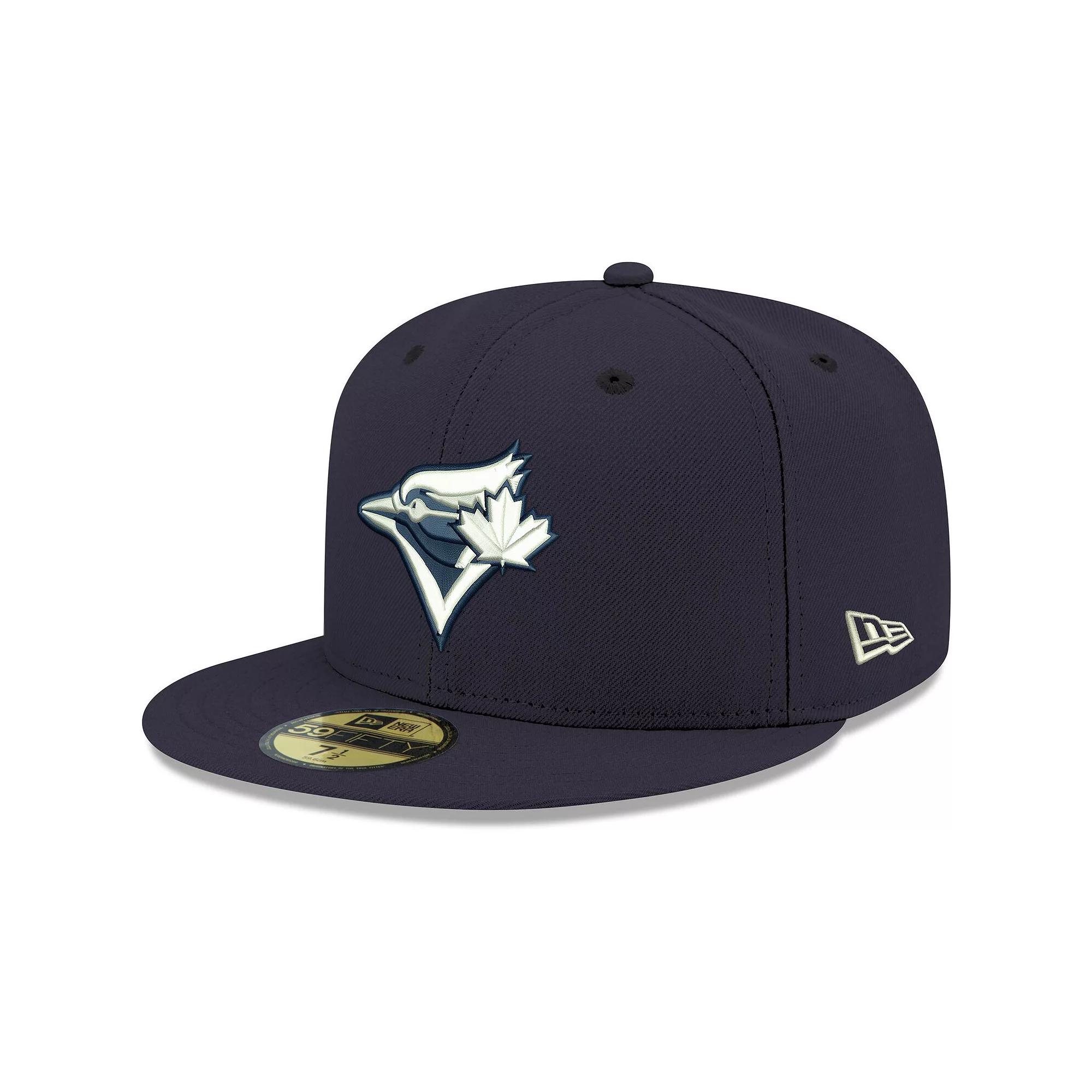 Men's New Era Navy Toronto Blue Jays Logo White 59FIFTY Fitted Hat, Size: 7 3/4, Jay Blue Product Image