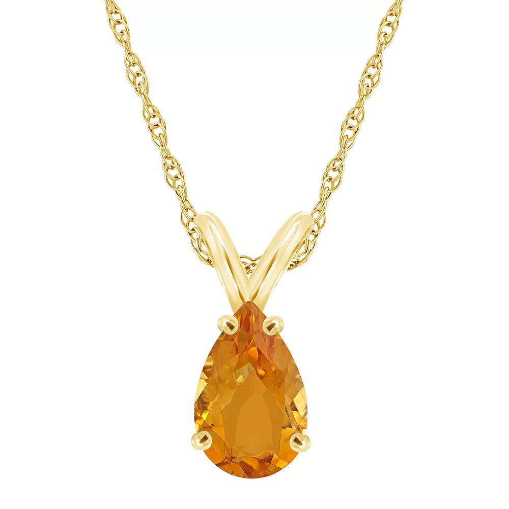 Celebration Gems 14k Gold Gemstone Teardrop Pendant Necklace, Women's, Size: 18", Citrine Product Image