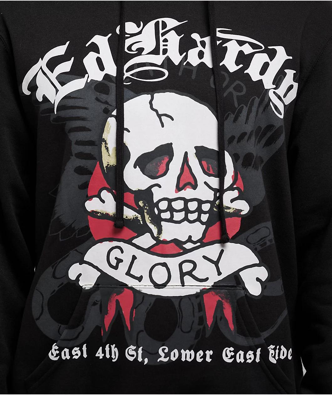 Ed Hardy Death Or Glory Skull Black Hoodie Product Image