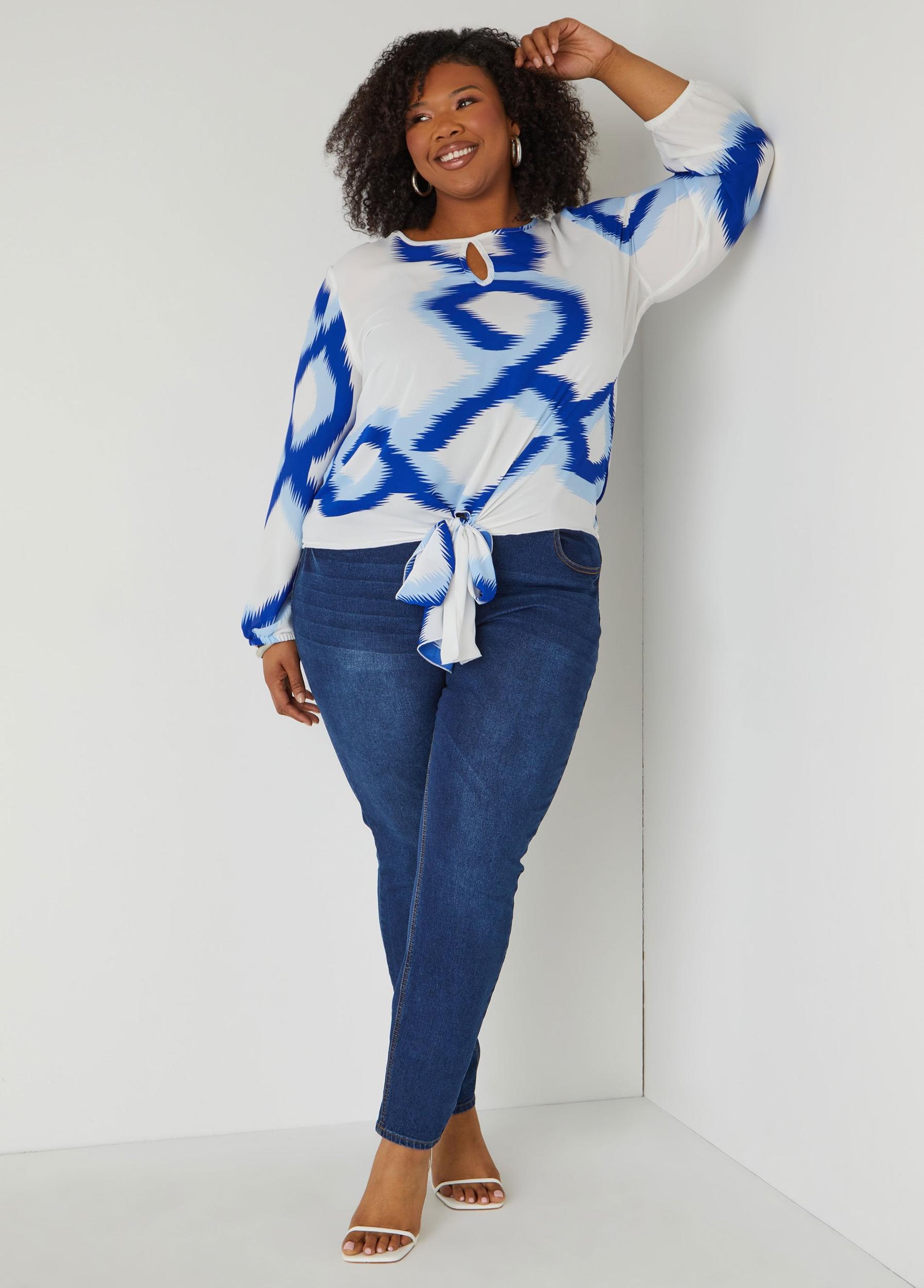 Tie Front Printed Blouse Product Image