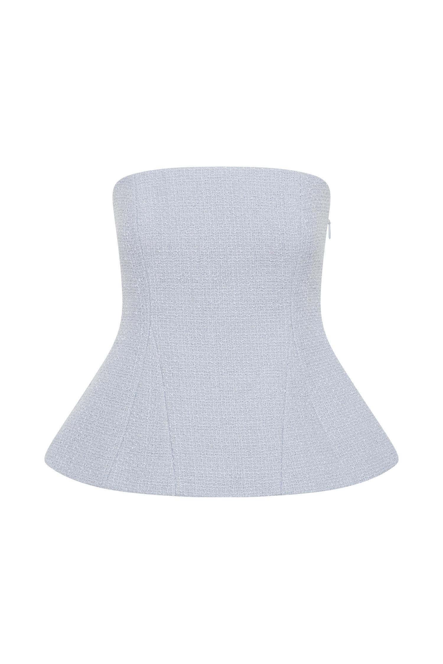 Cyrus Strapless Boucle Top - Sky Blue Product Image
