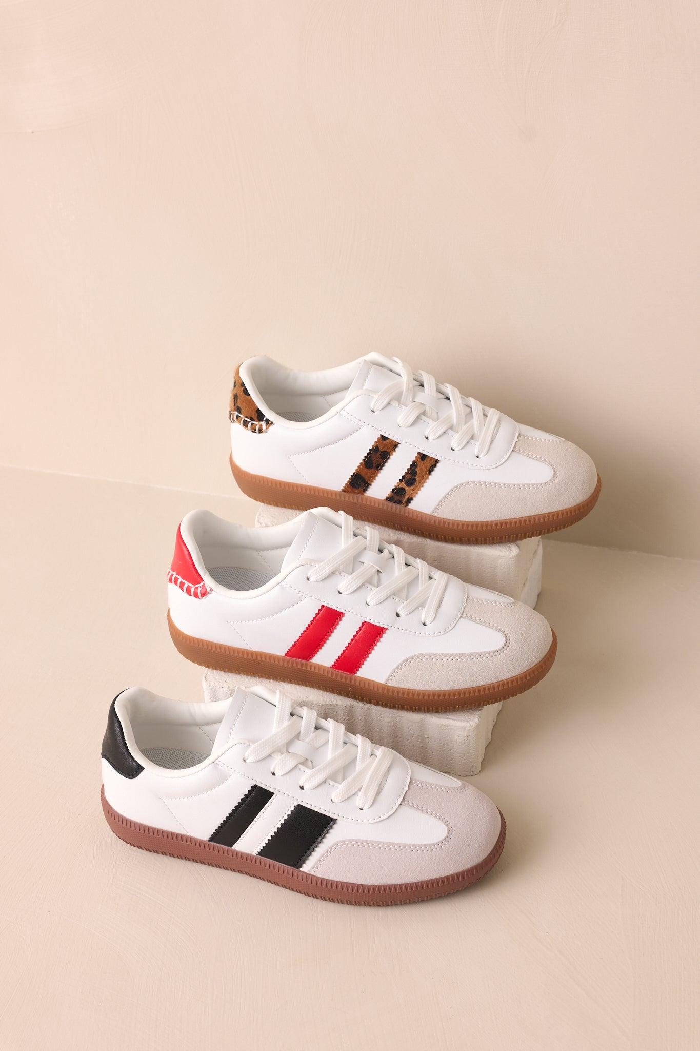 Runaway Love White & Black Retro Sneakers Product Image