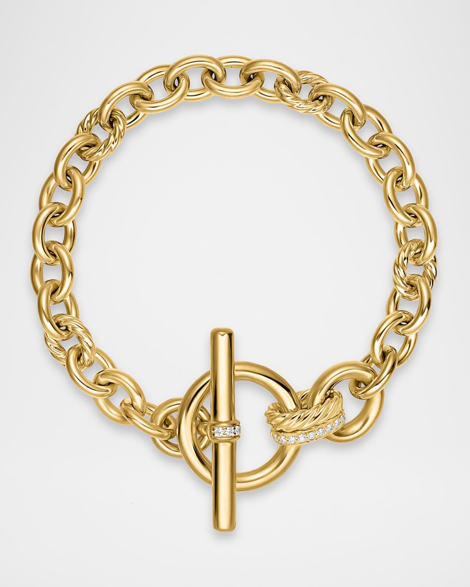 DY Mercer Single-Row Toggle Necklace with Diamonds and 18K Gold in Silver, 8-12.5mm Product Image