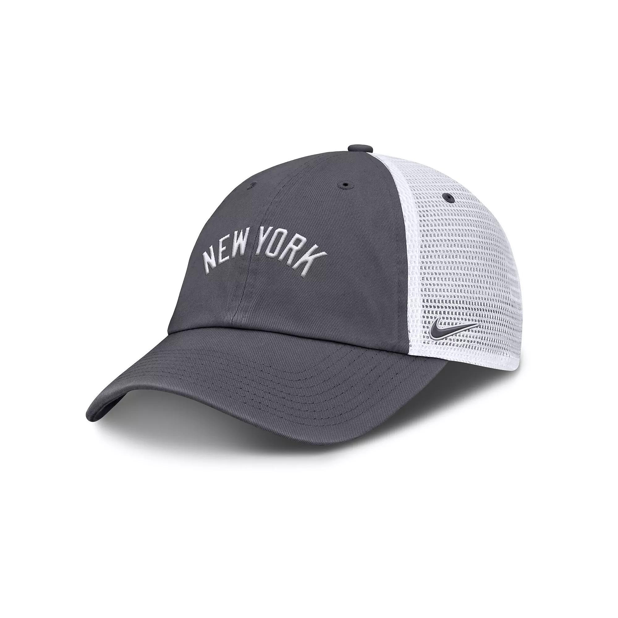 Men's Nike Gray New York Yankees Wordmark Club Adjustable Trucker Hat,  Product Image