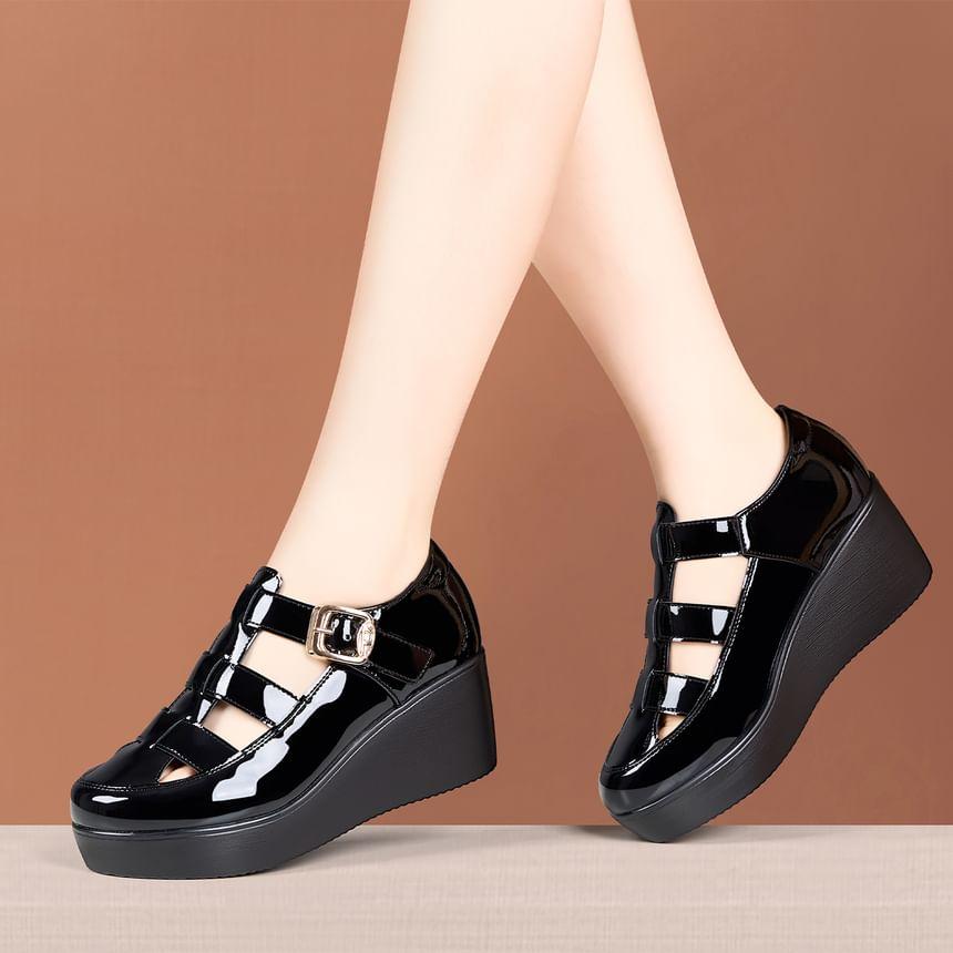 Platform Patent Leather Wedge Gladiator Sandals Product Image