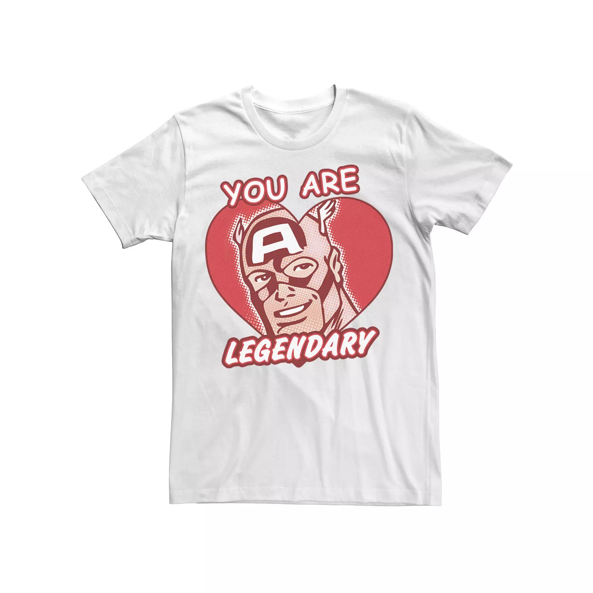 Big & Tall Marvel Captain America Legendary Heart Valentines Day Comic Tee, Men's,  Product Image