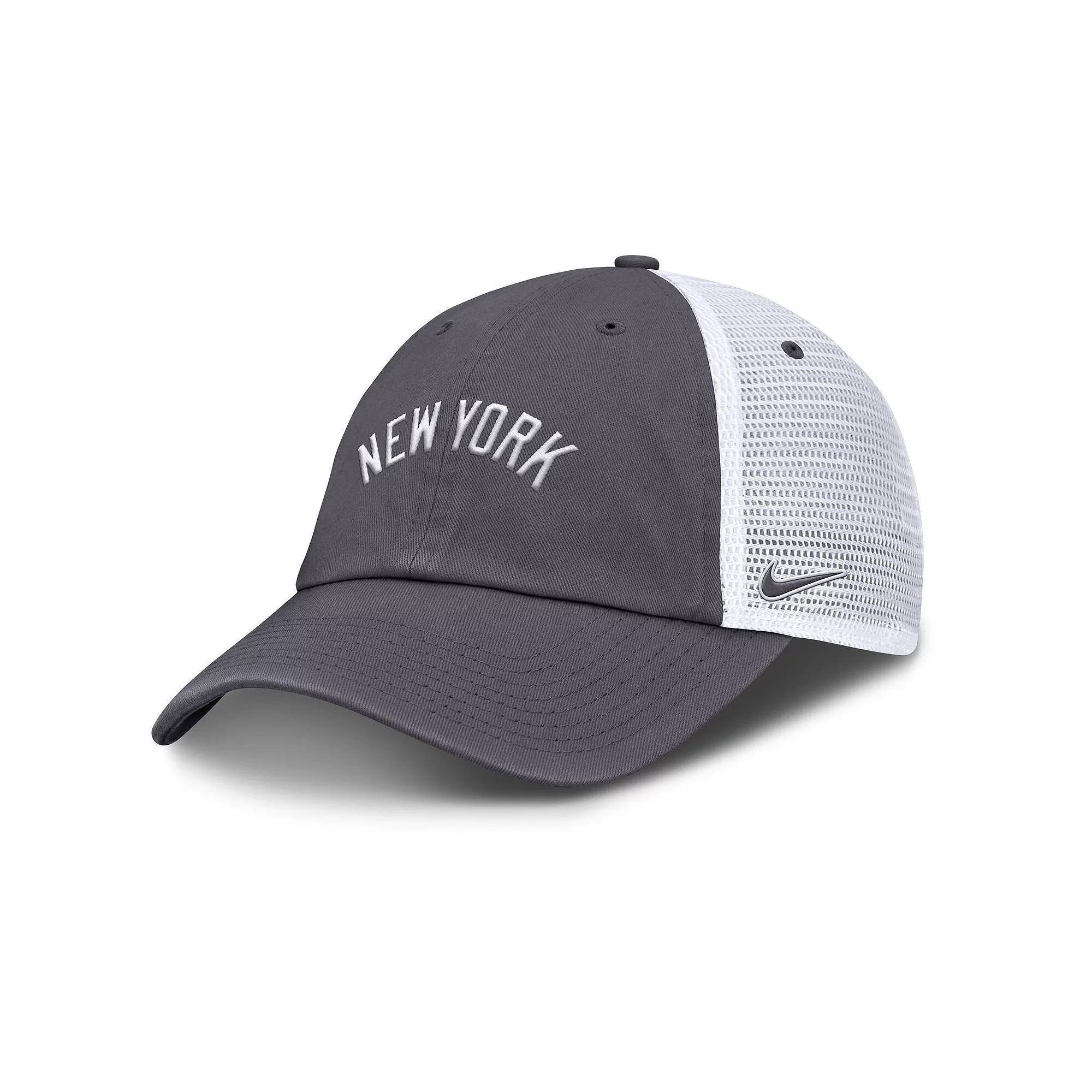 Men's Nike Gray New York Yankees Wordmark Club Adjustable Trucker Hat,  Product Image