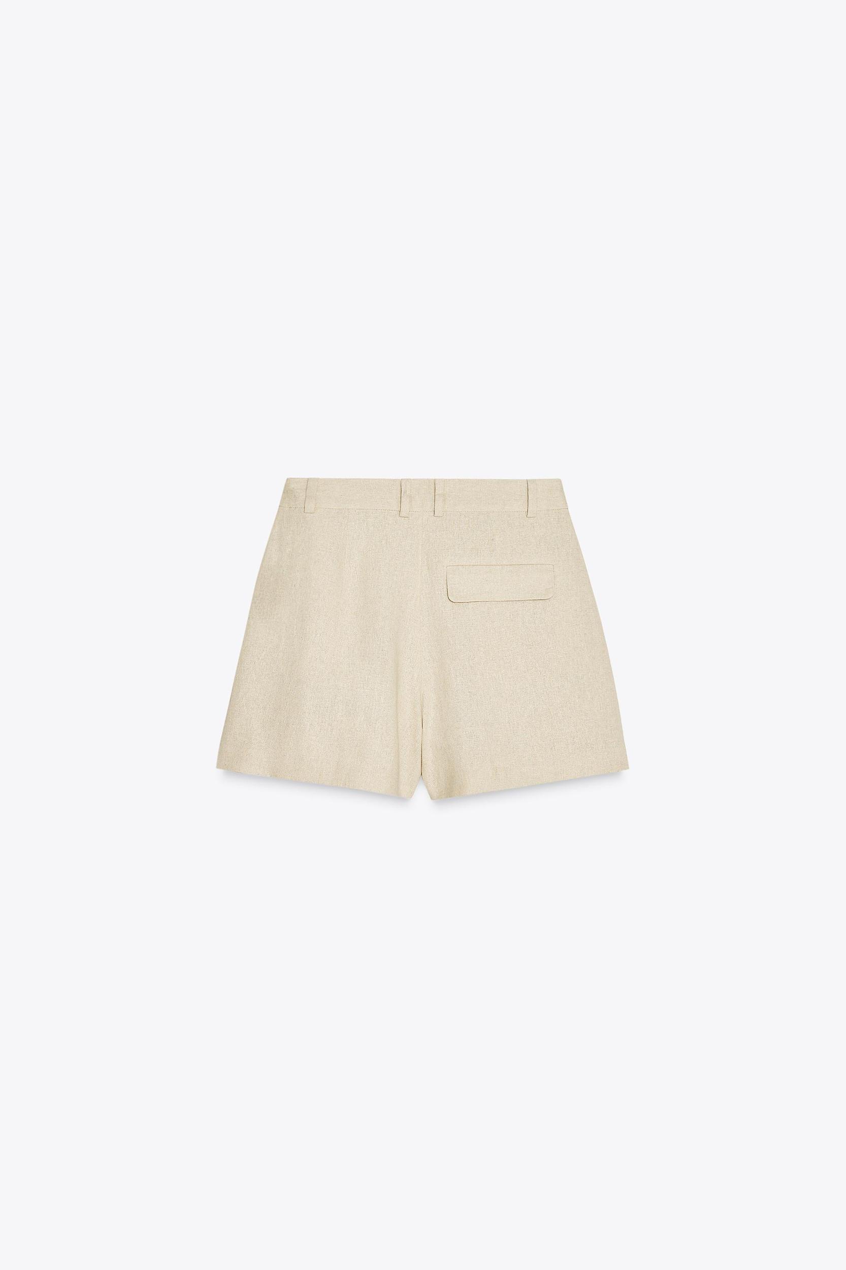 HIGH-WAISTED LINEN SHORTS Product Image