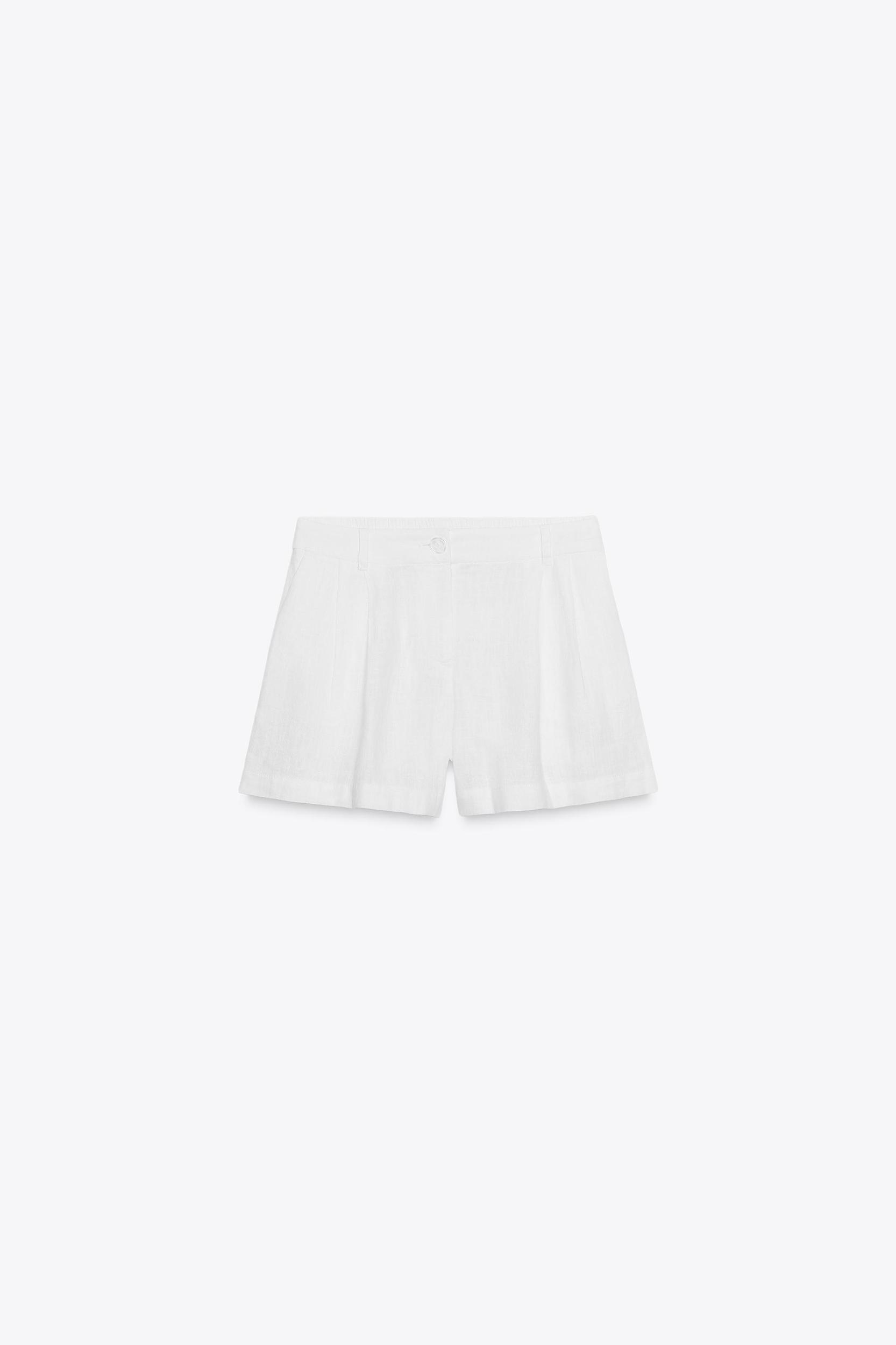 LINEN PLEATED BERMUDA SHORTS Product Image
